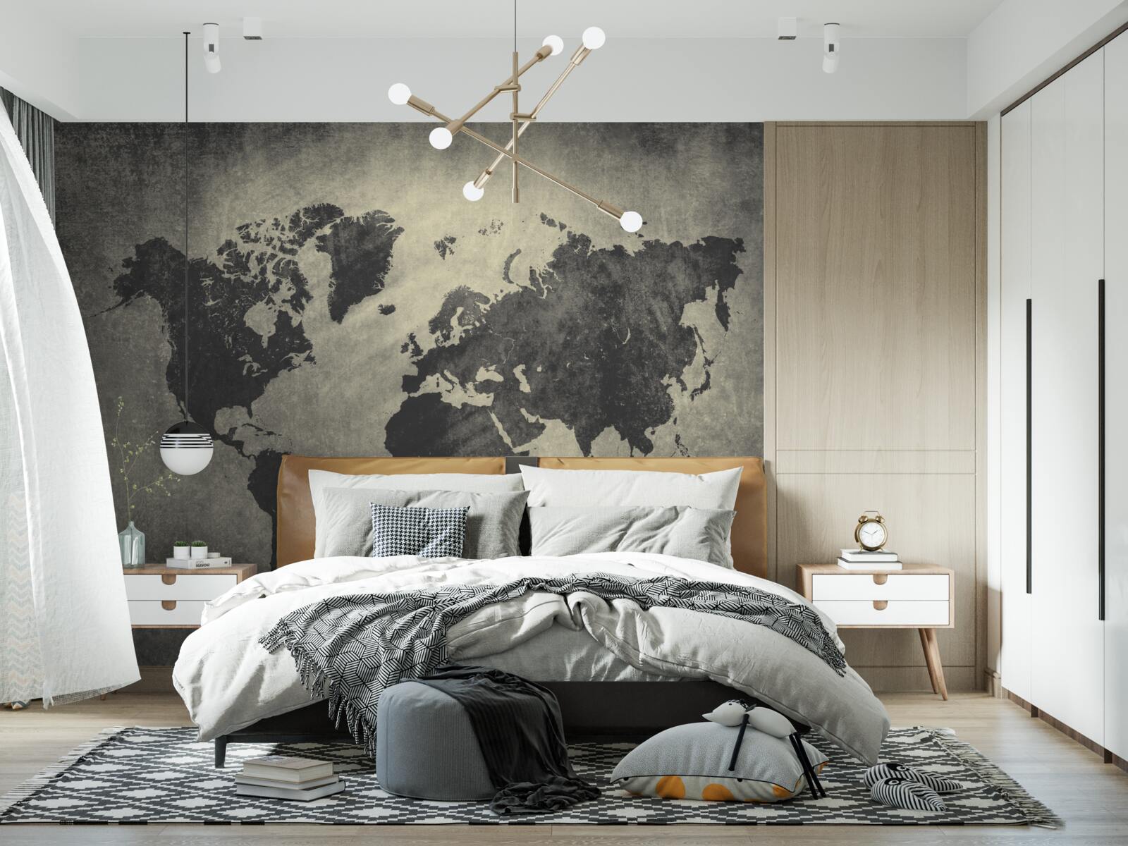 Fototapet siluete de țări pe un zid de beton