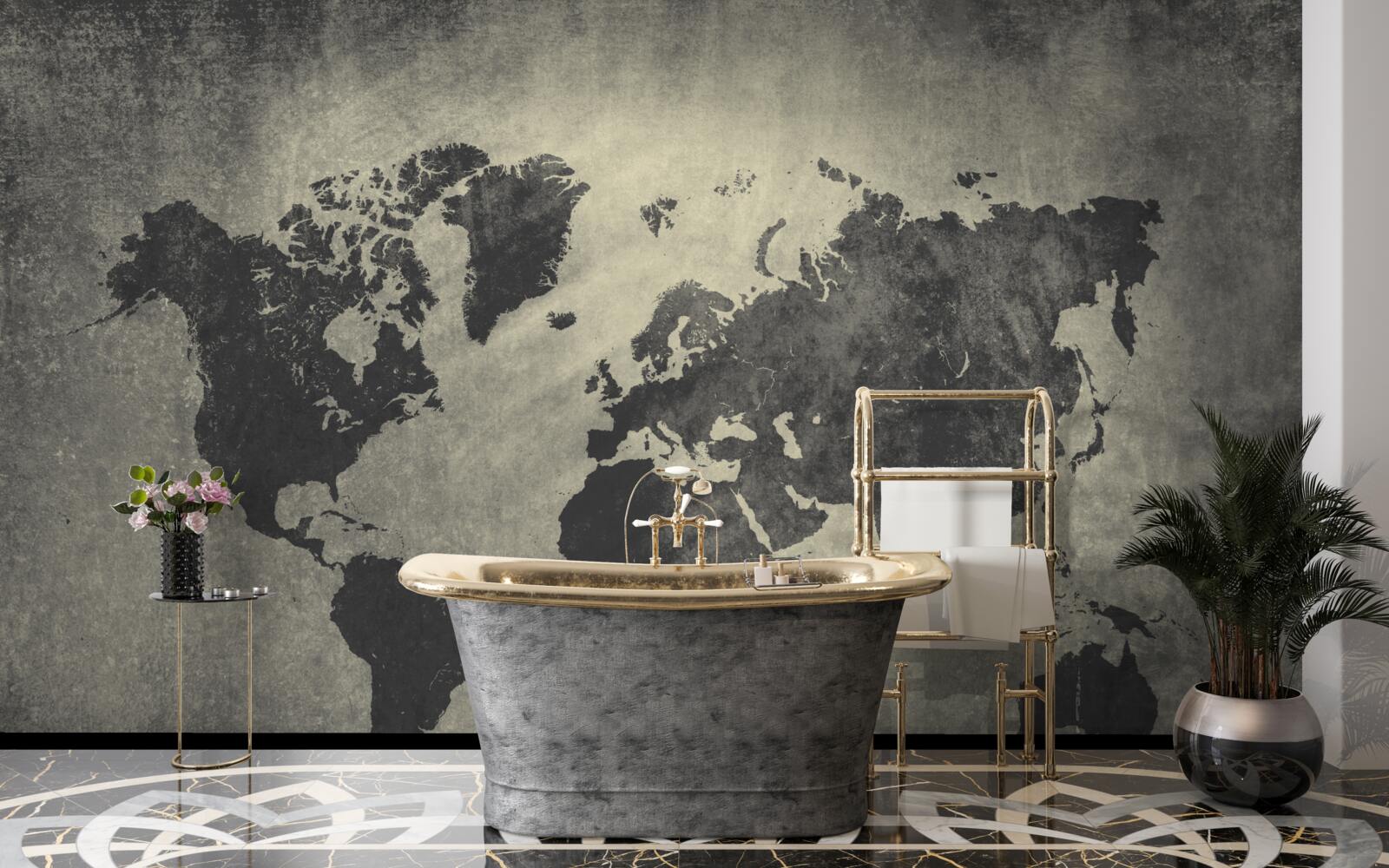 Fototapet siluete de țări pe un zid de beton