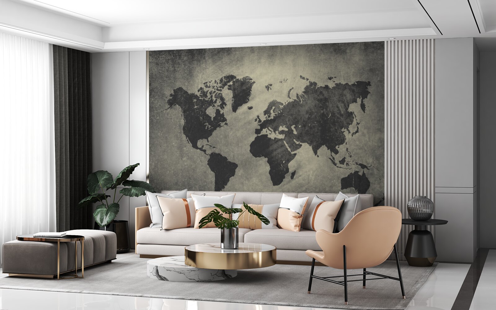 Fototapet siluete de țări pe un zid de beton