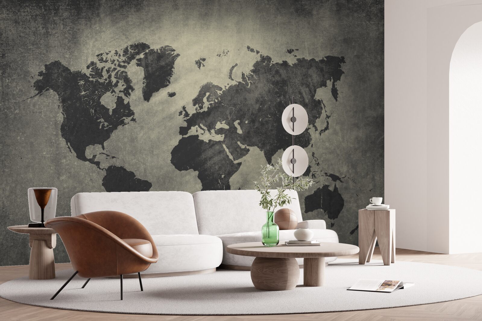 Fototapet siluete de țări pe un zid de beton