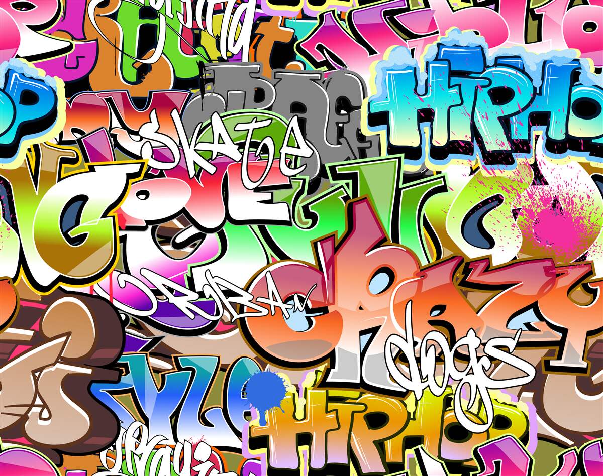 Fototapet graffiti atrăgător cu litere luminoase