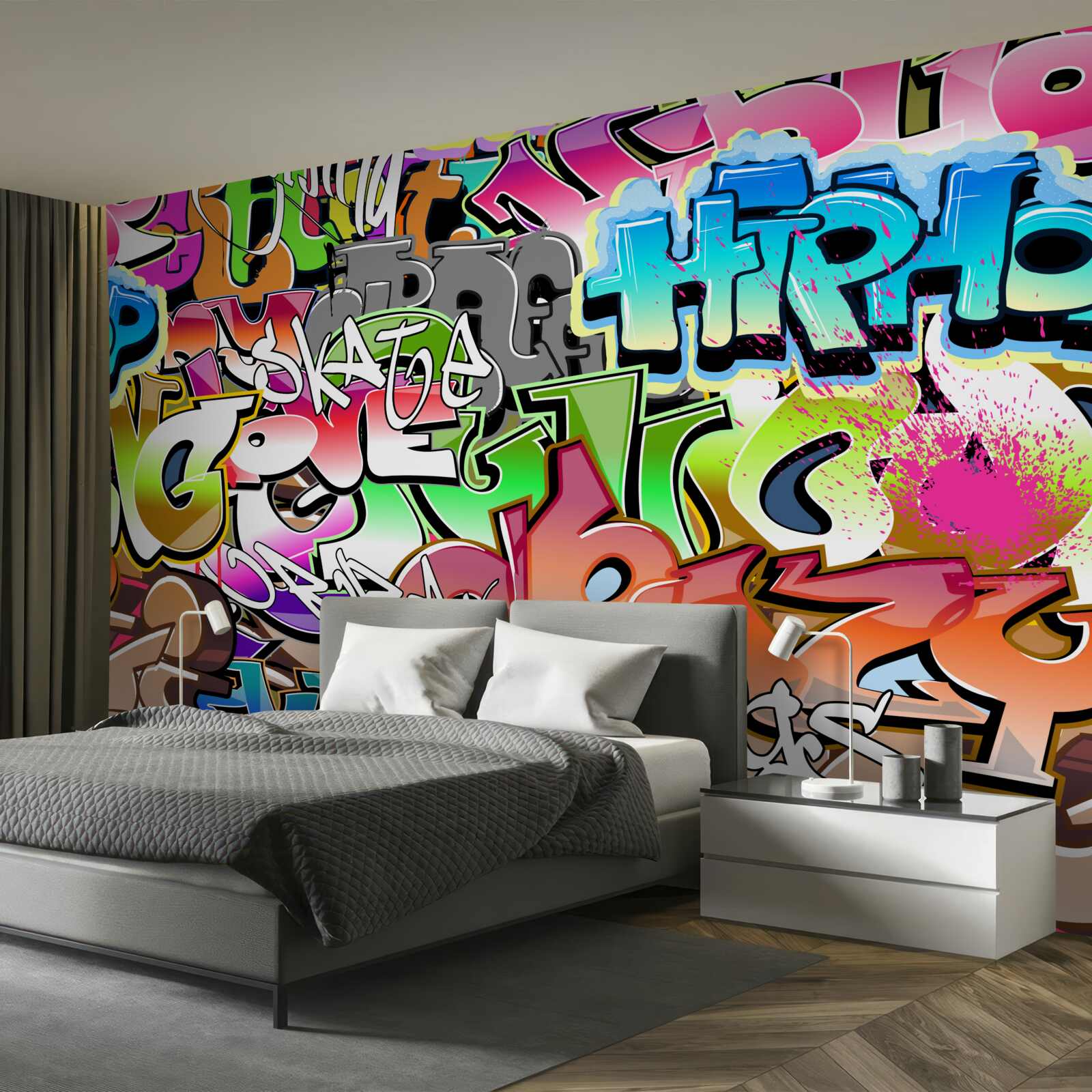 Fototapet graffiti atrăgător cu litere luminoase