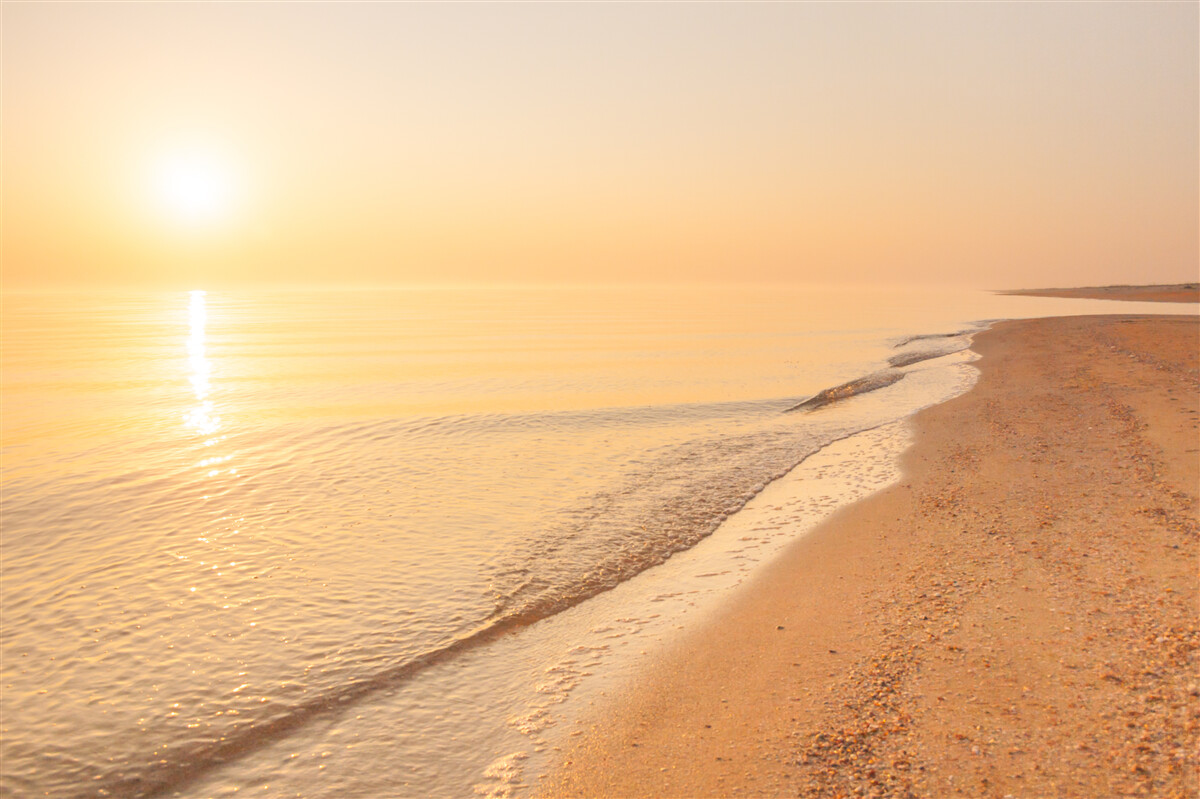 Fototapet apus de soare pe mare în timpul verii