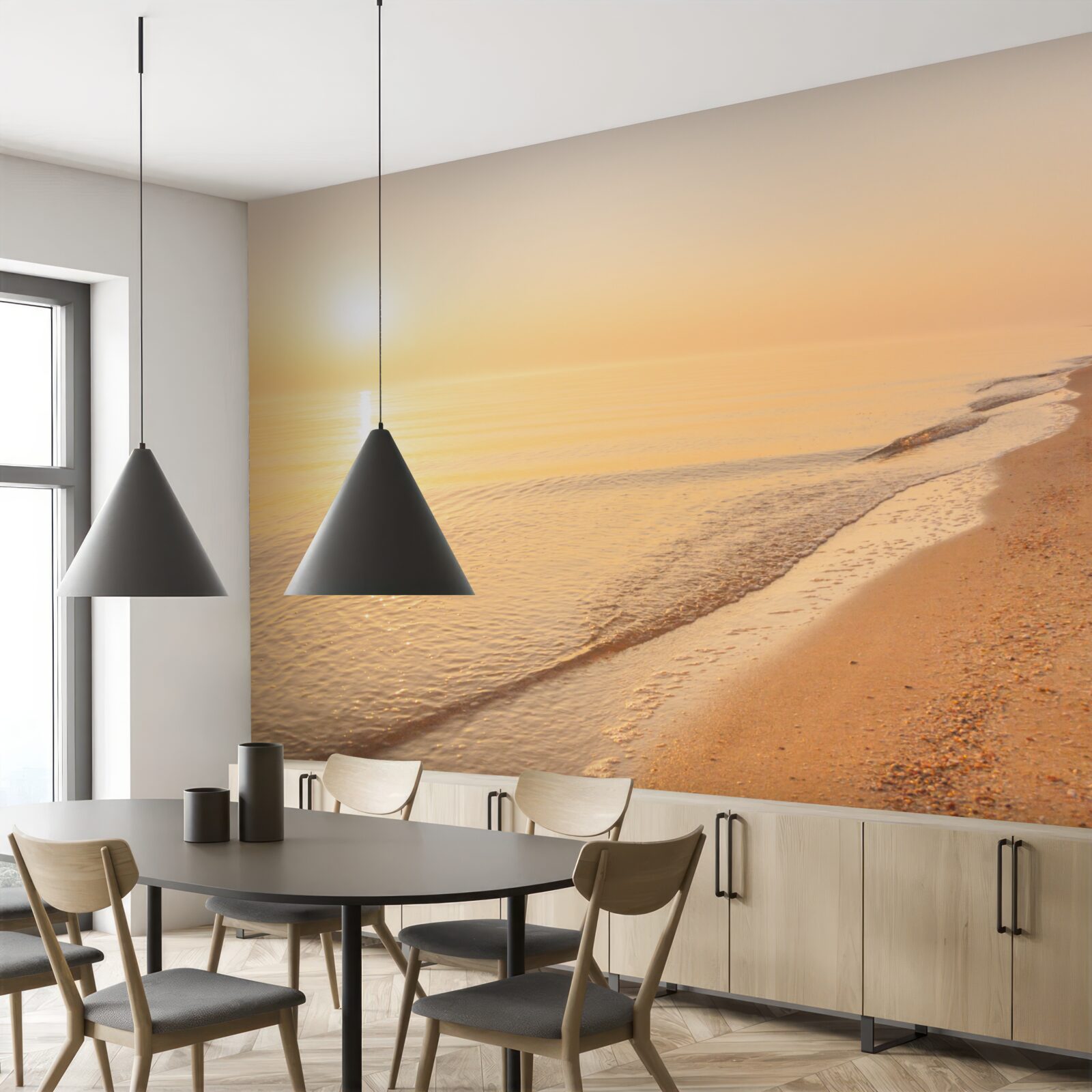 Fototapet apus de soare pe mare în timpul verii