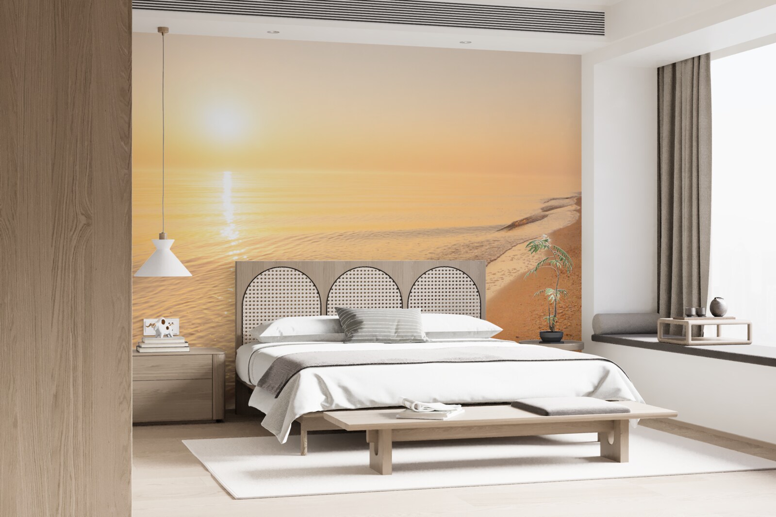 Fototapet apus de soare pe mare în timpul verii