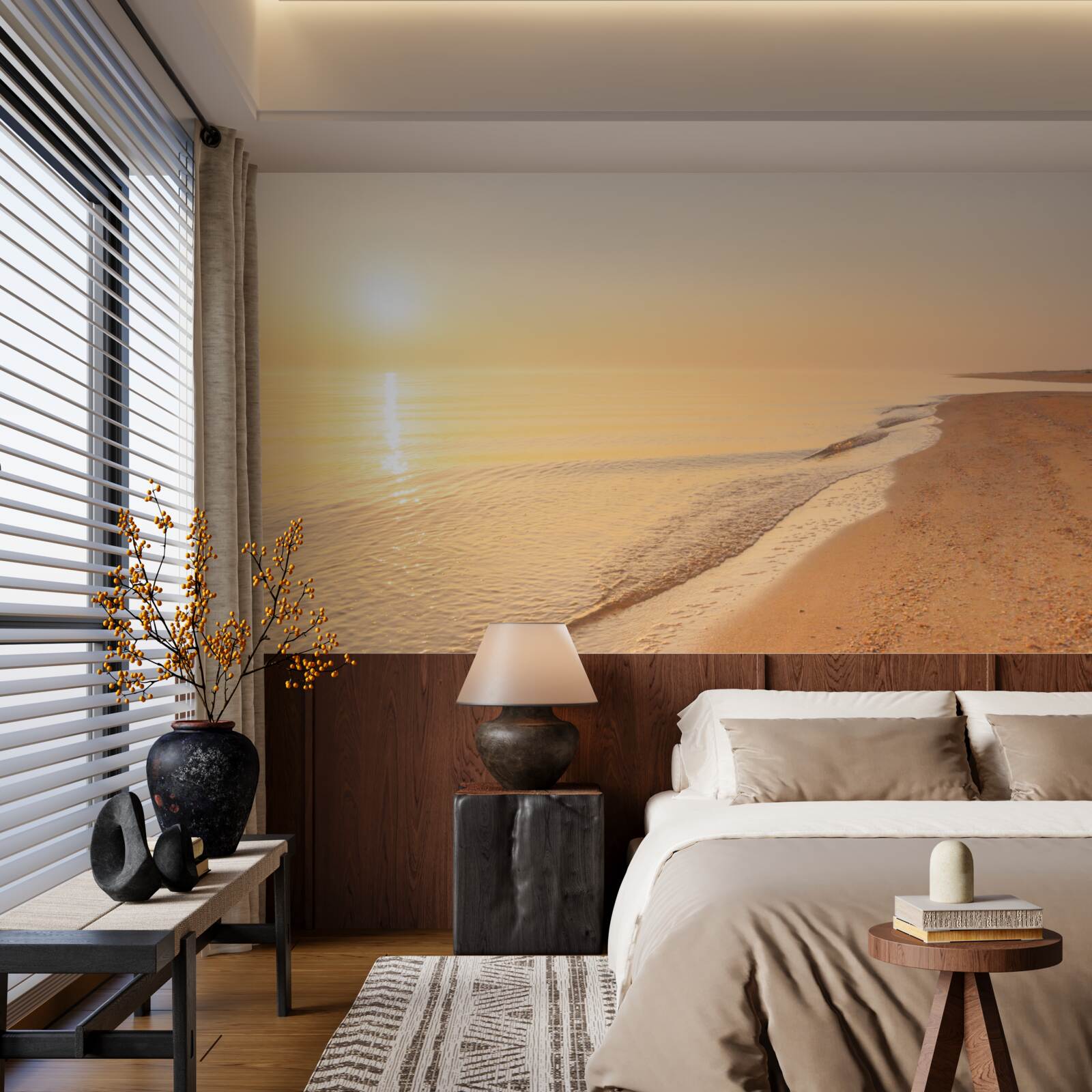 Fototapet apus de soare pe mare în timpul verii