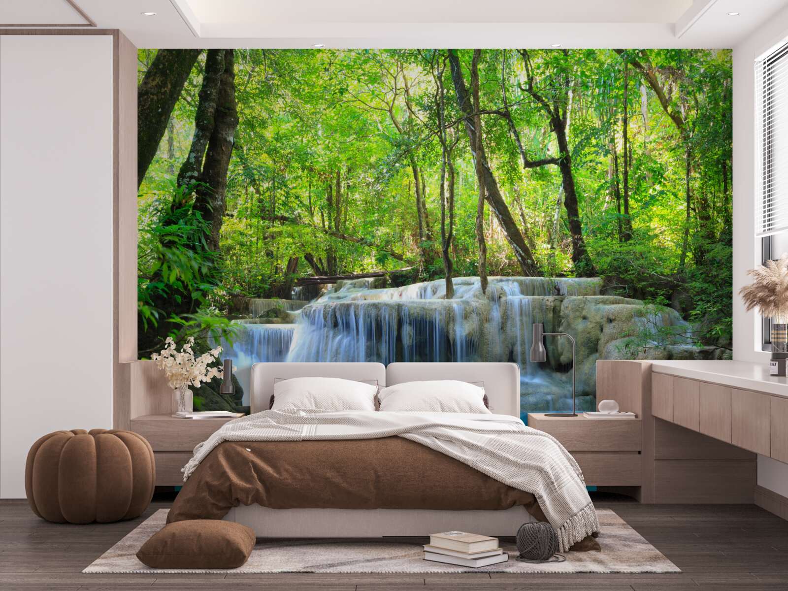 Fototapet pădurea verde ascunde o cascadă