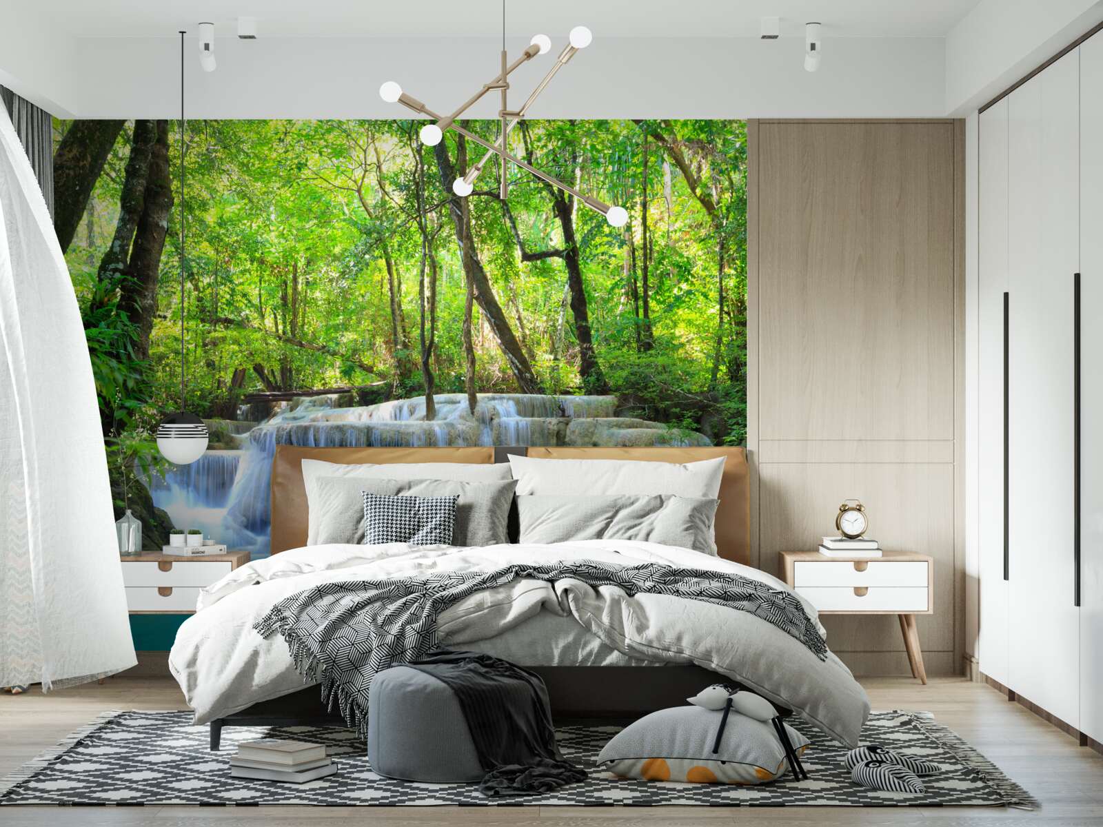 Fototapet pădurea verde ascunde o cascadă