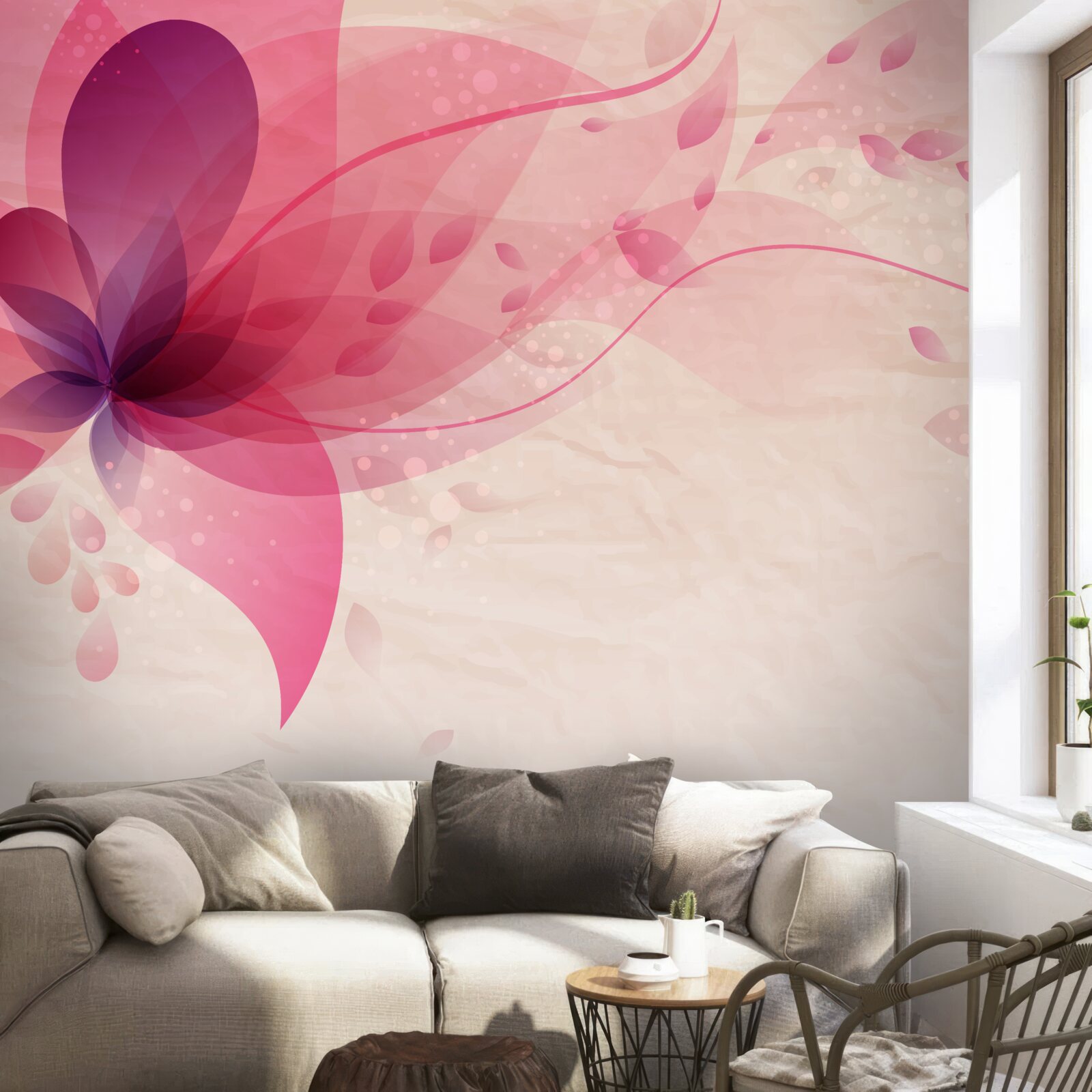 Fototapet abstractizare a unei flori de lotus în tonuri roșii