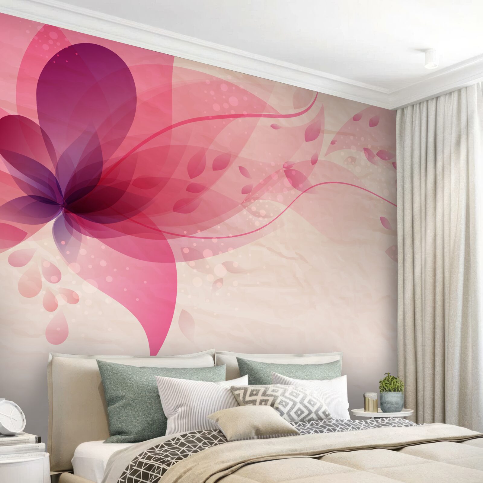 Fototapet abstractizare a unei flori de lotus în tonuri roșii