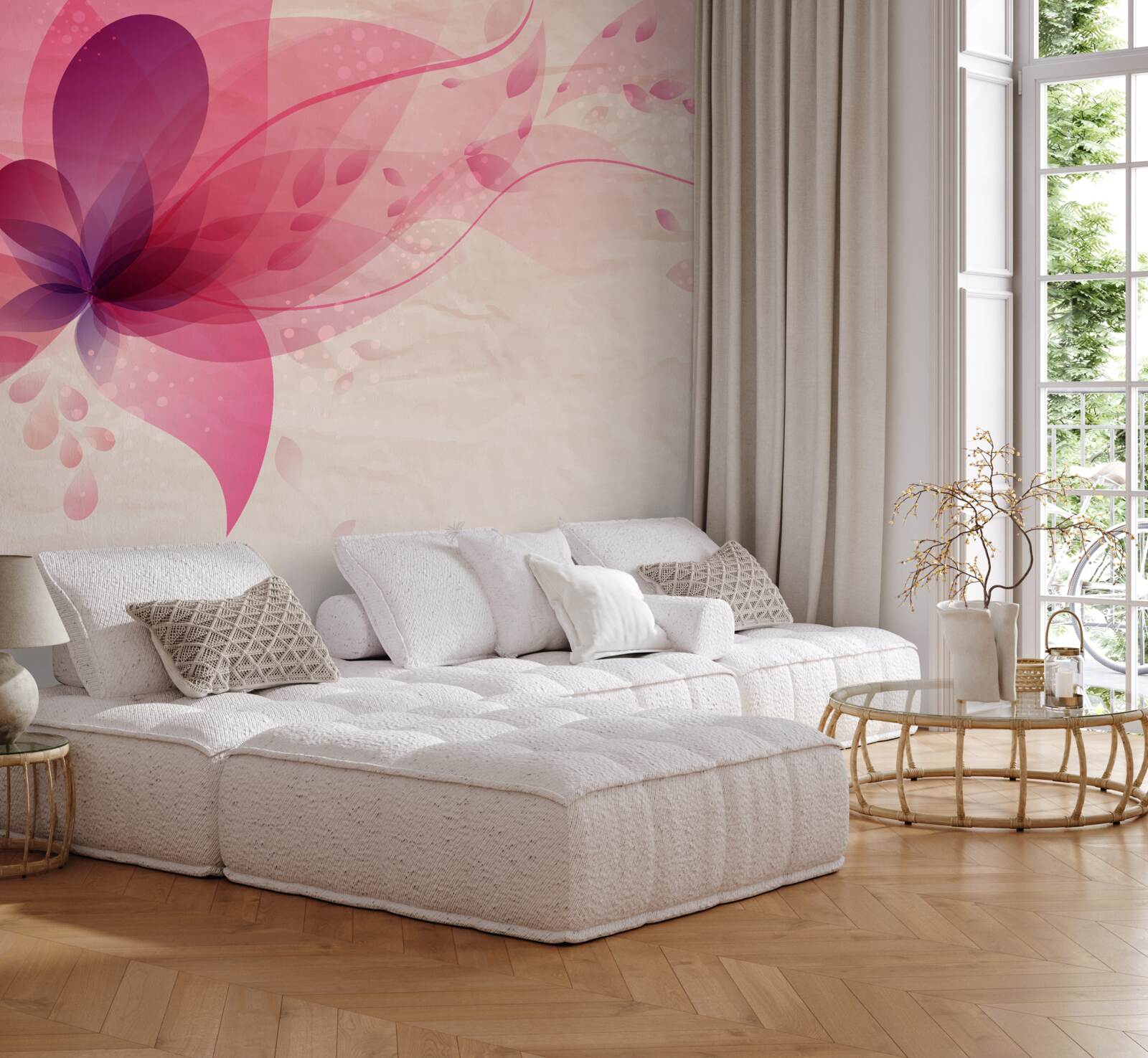 Fototapet abstractizare a unei flori de lotus în tonuri roșii