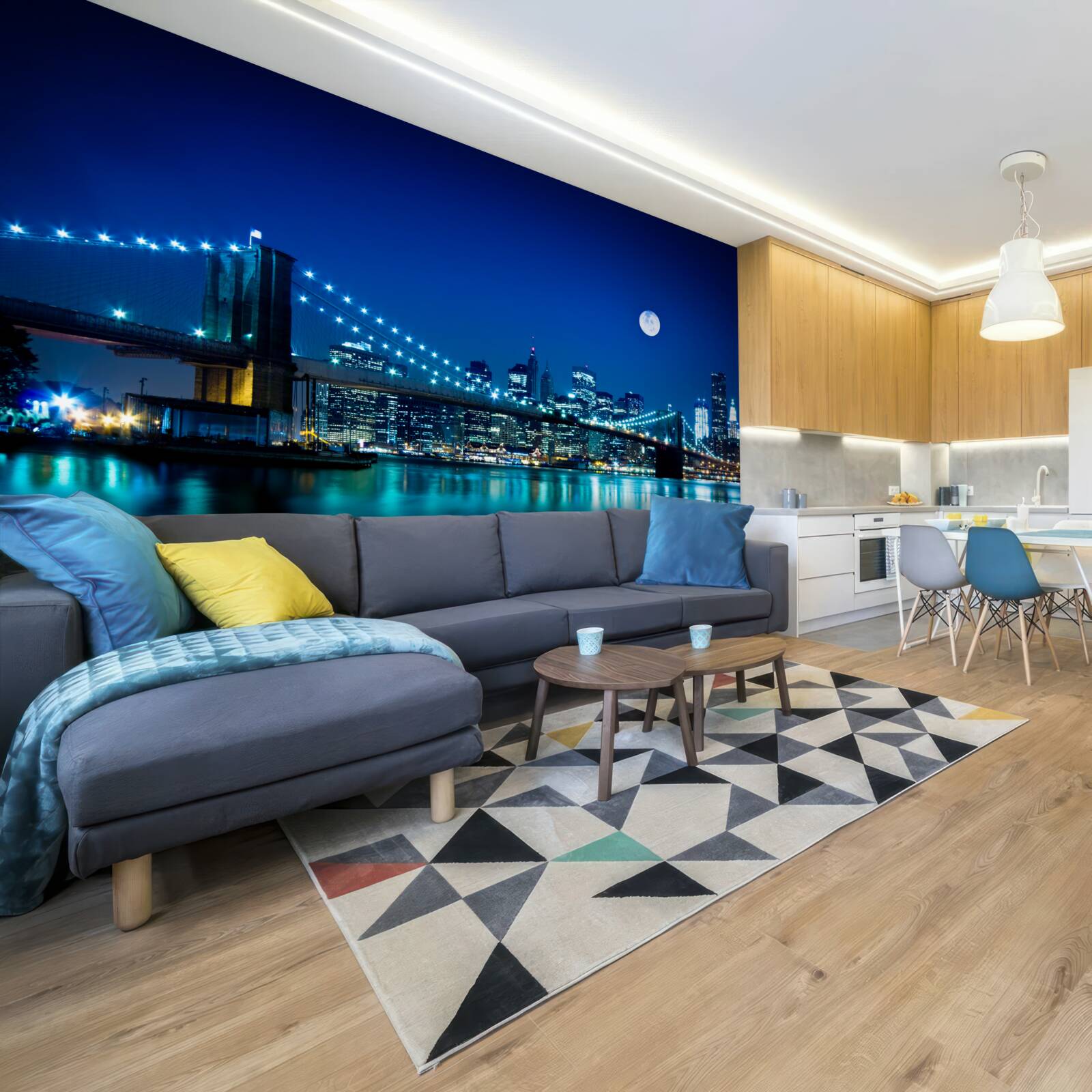 Fototapet podul brooklyn luminat de lumina lunii noaptea