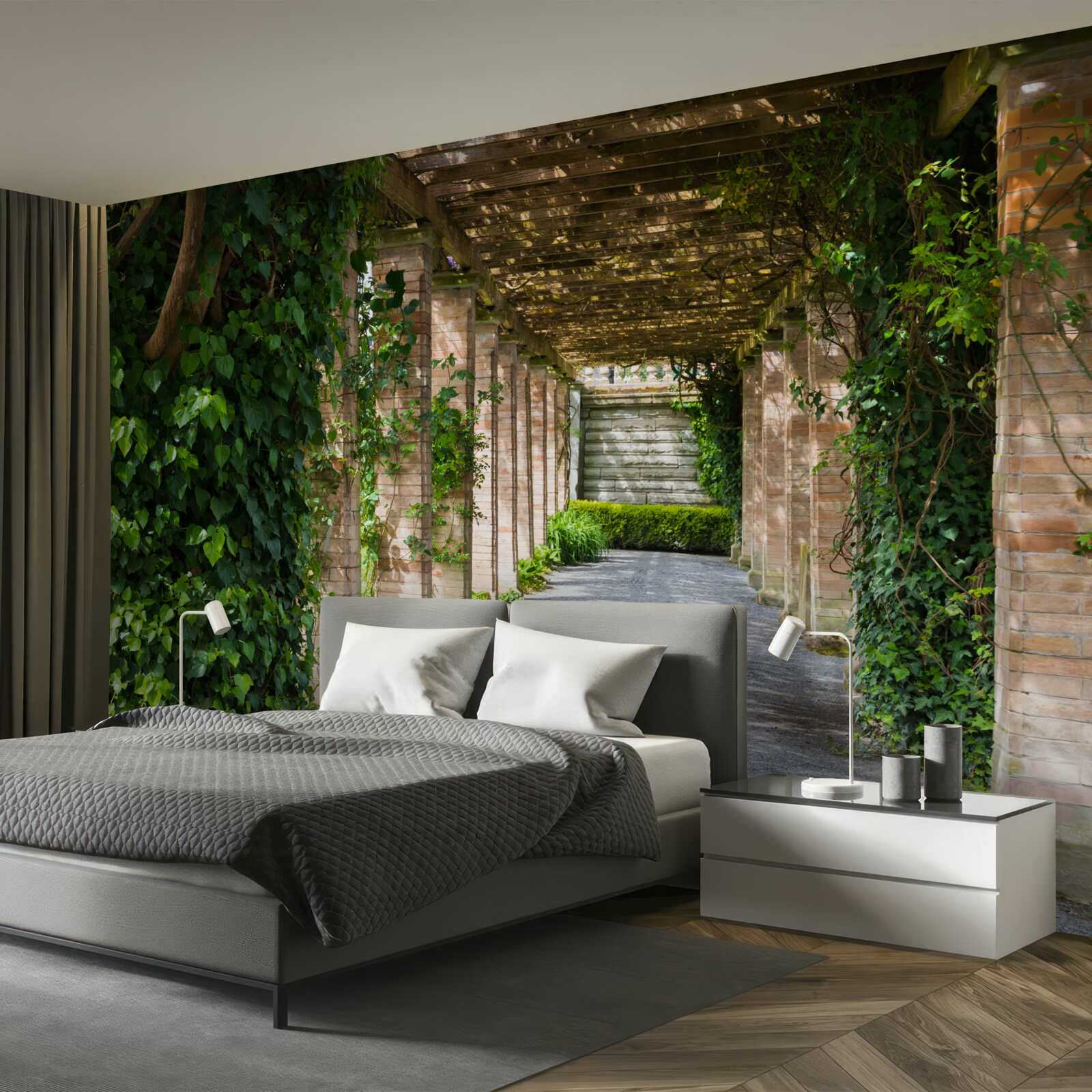 Fototapet fascinant tunel maro înconjurat de plante verzi