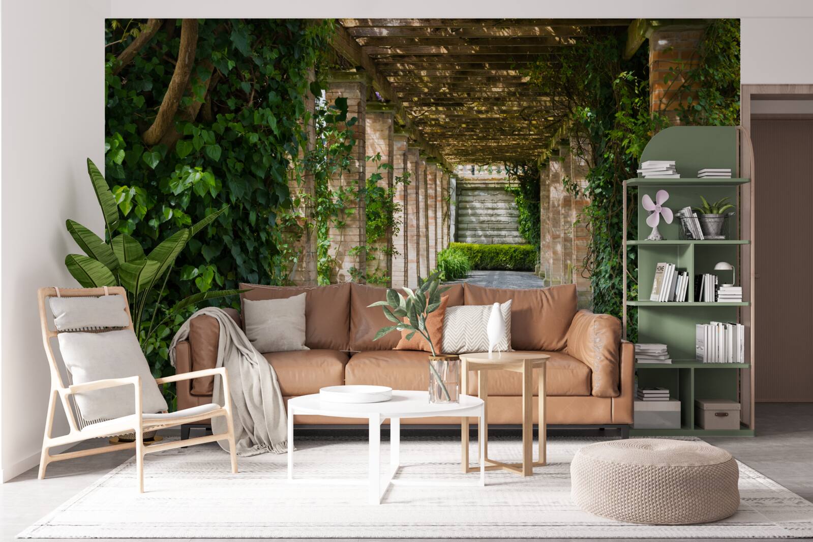 Fototapet fascinant tunel maro înconjurat de plante verzi