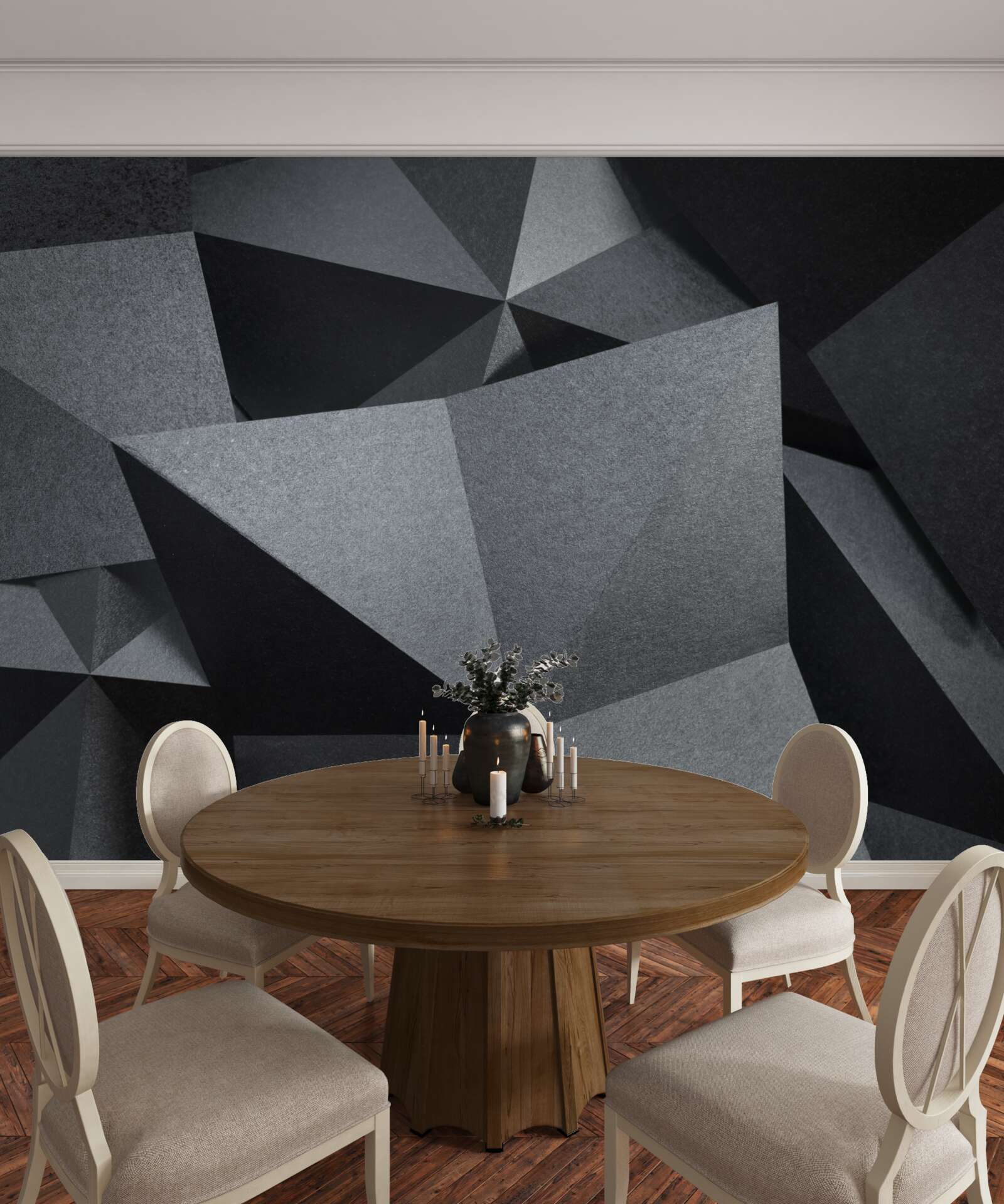 Fototapet figuri geometrice pe un fundal închis