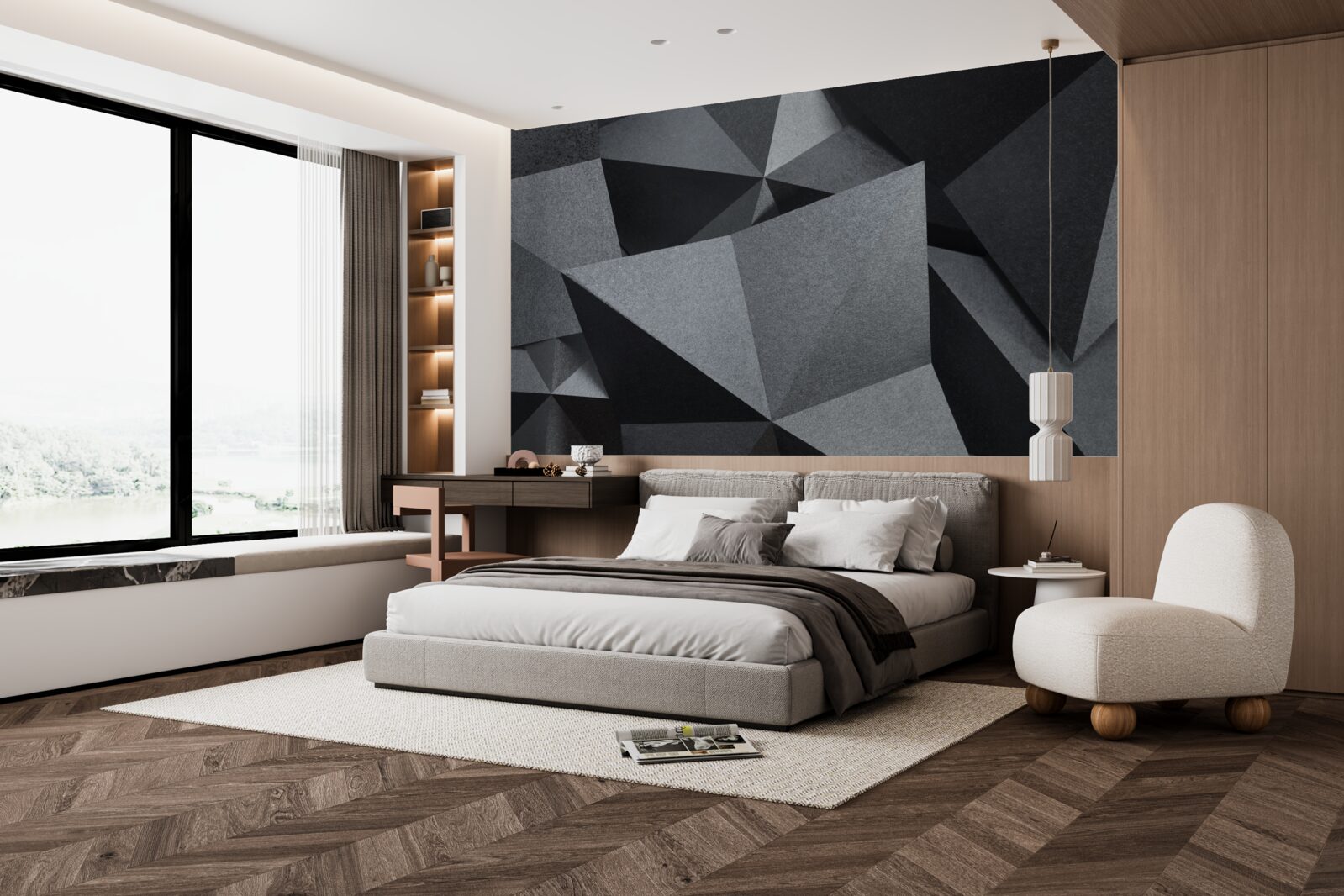 Fototapet figuri geometrice pe un fundal închis