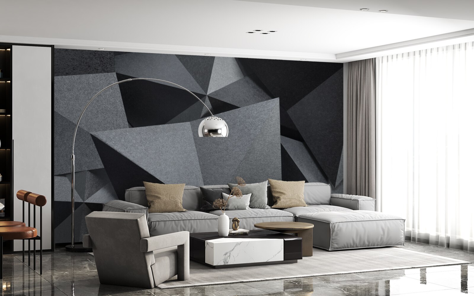 Fototapet figuri geometrice pe un fundal închis