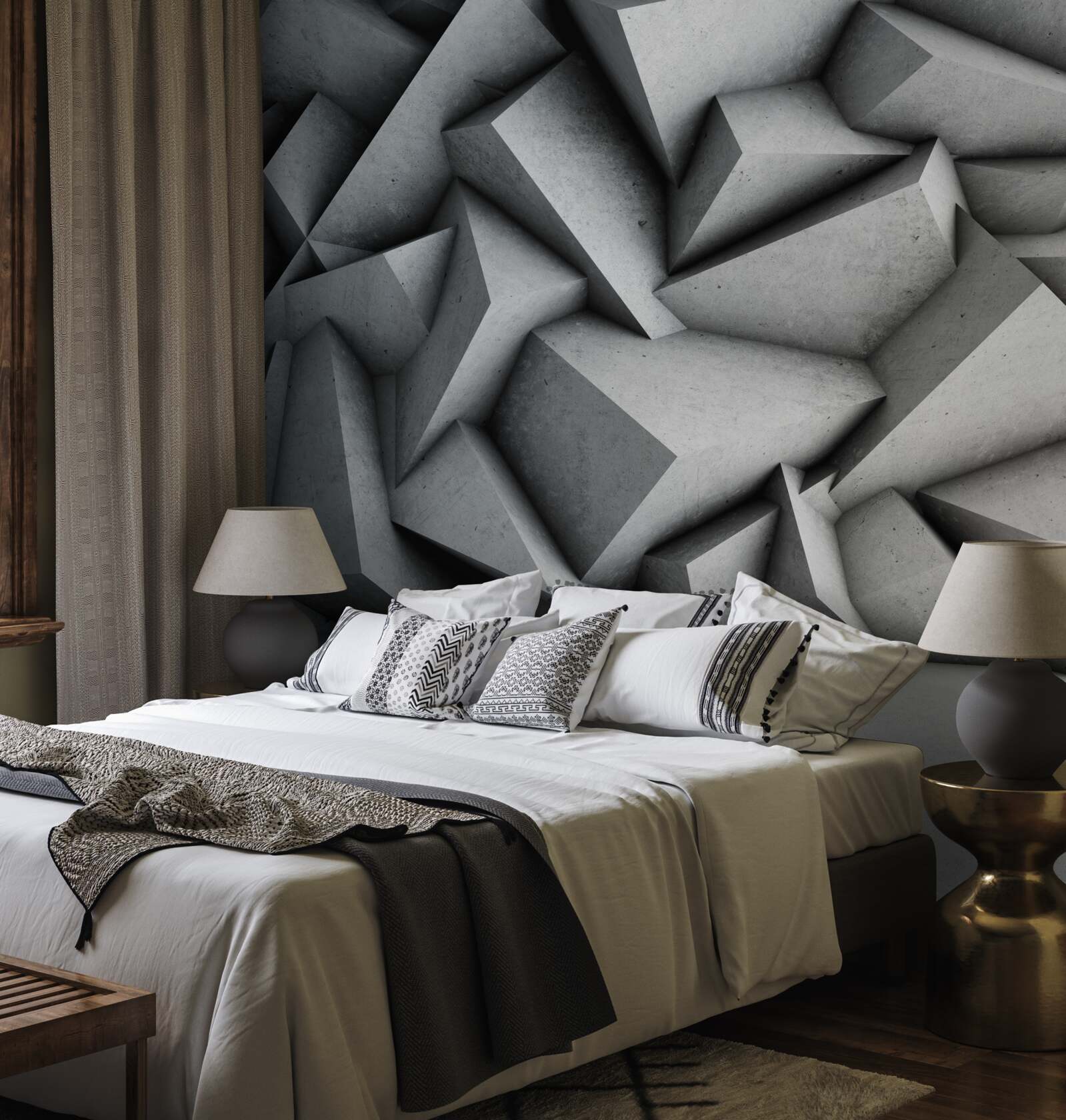 Fototapet figuri mari 3d pe fundal gri