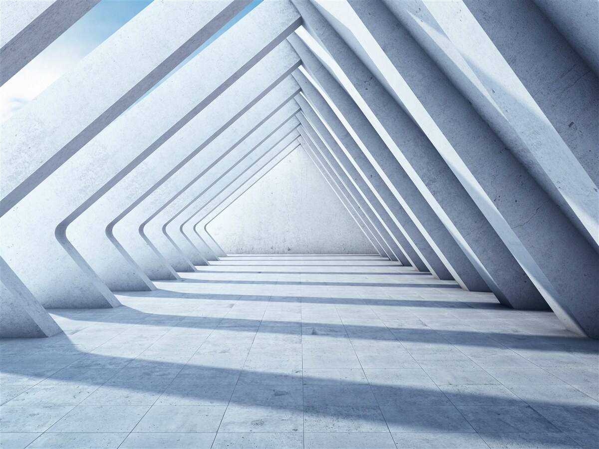 Fototapet un tunel de arcuri triunghiulare care se întind la infinit