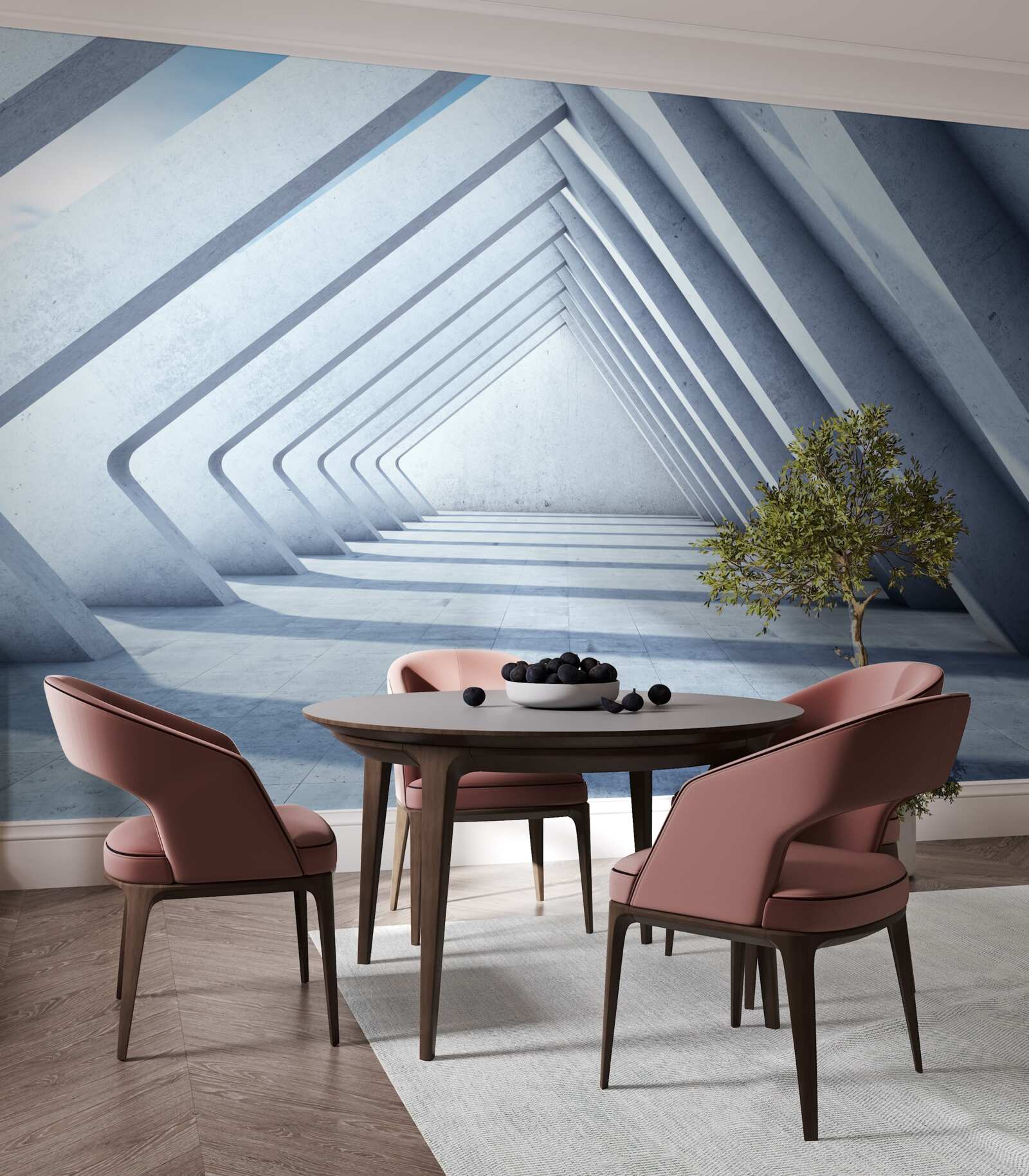 Fototapet un tunel de arcuri triunghiulare care se întind la infinit