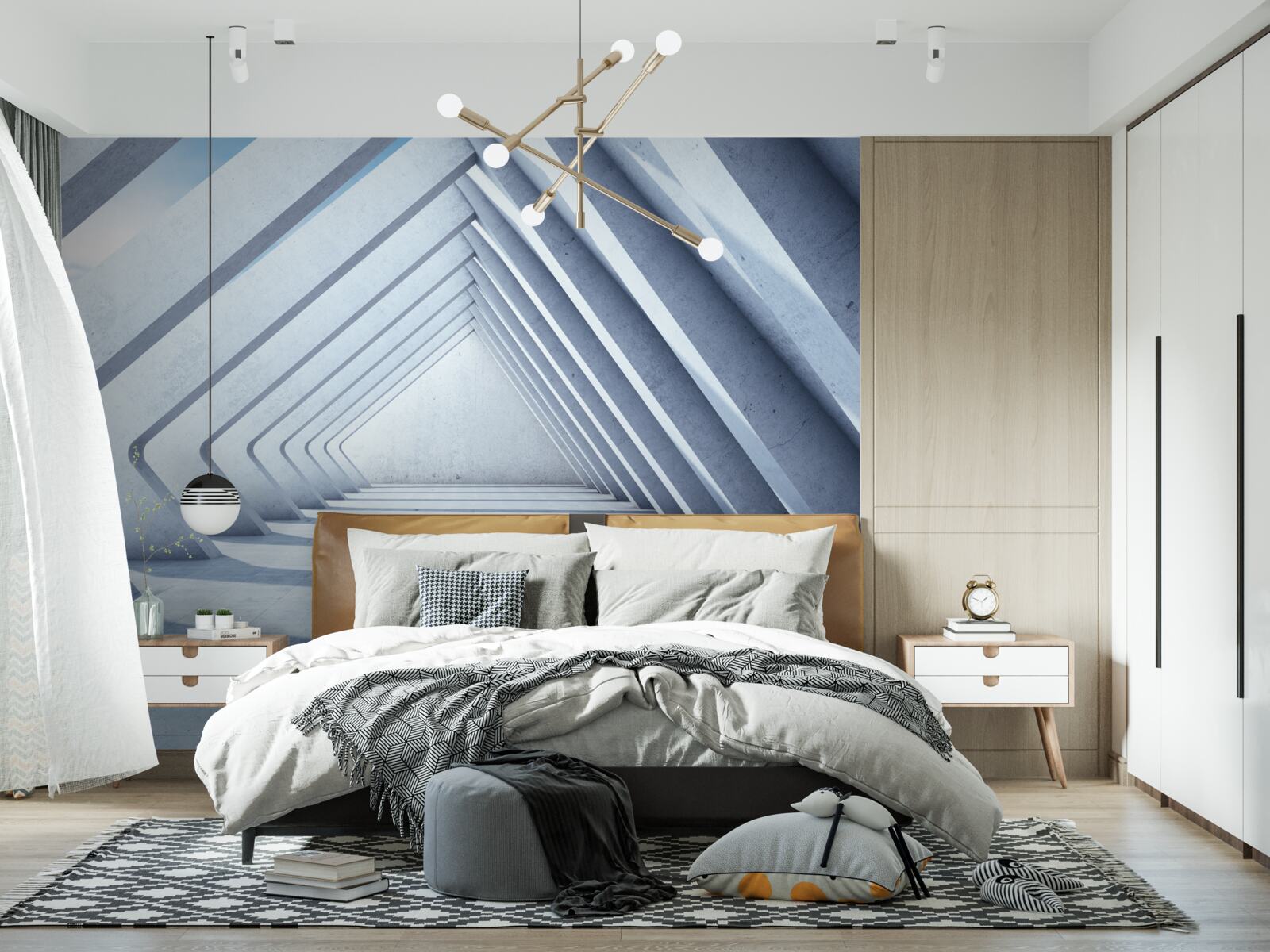 Fototapet un tunel de arcuri triunghiulare care se întind la infinit