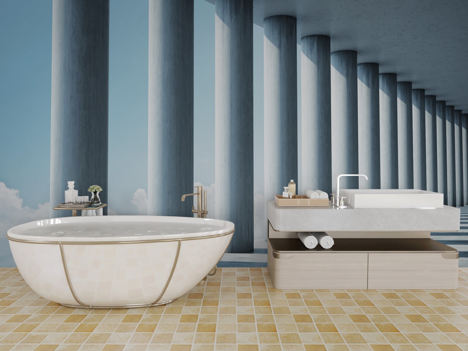 Fototapet colonada se întinde până la infinit pe cer