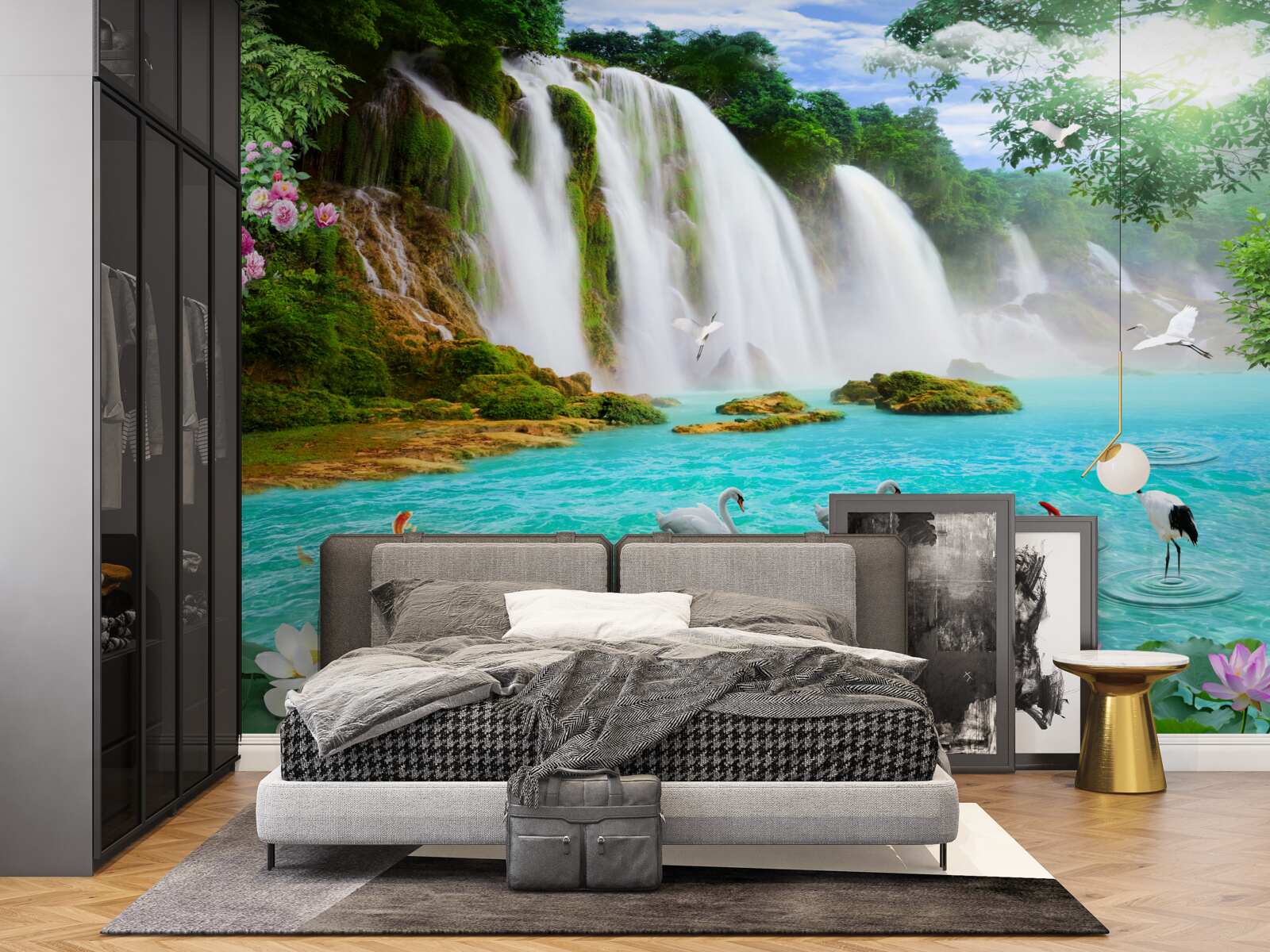 Fototapet apa de la cascada Lebăda este albastră ca cristalul