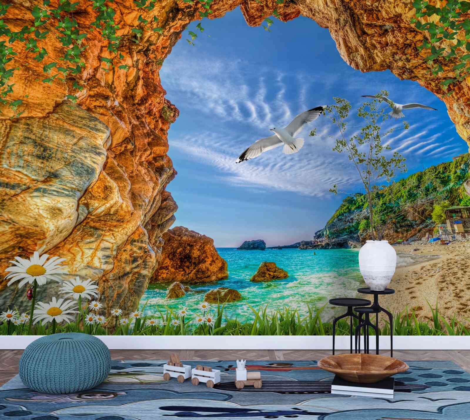 Fototapet O privire la ocean și la zborul șacalilor