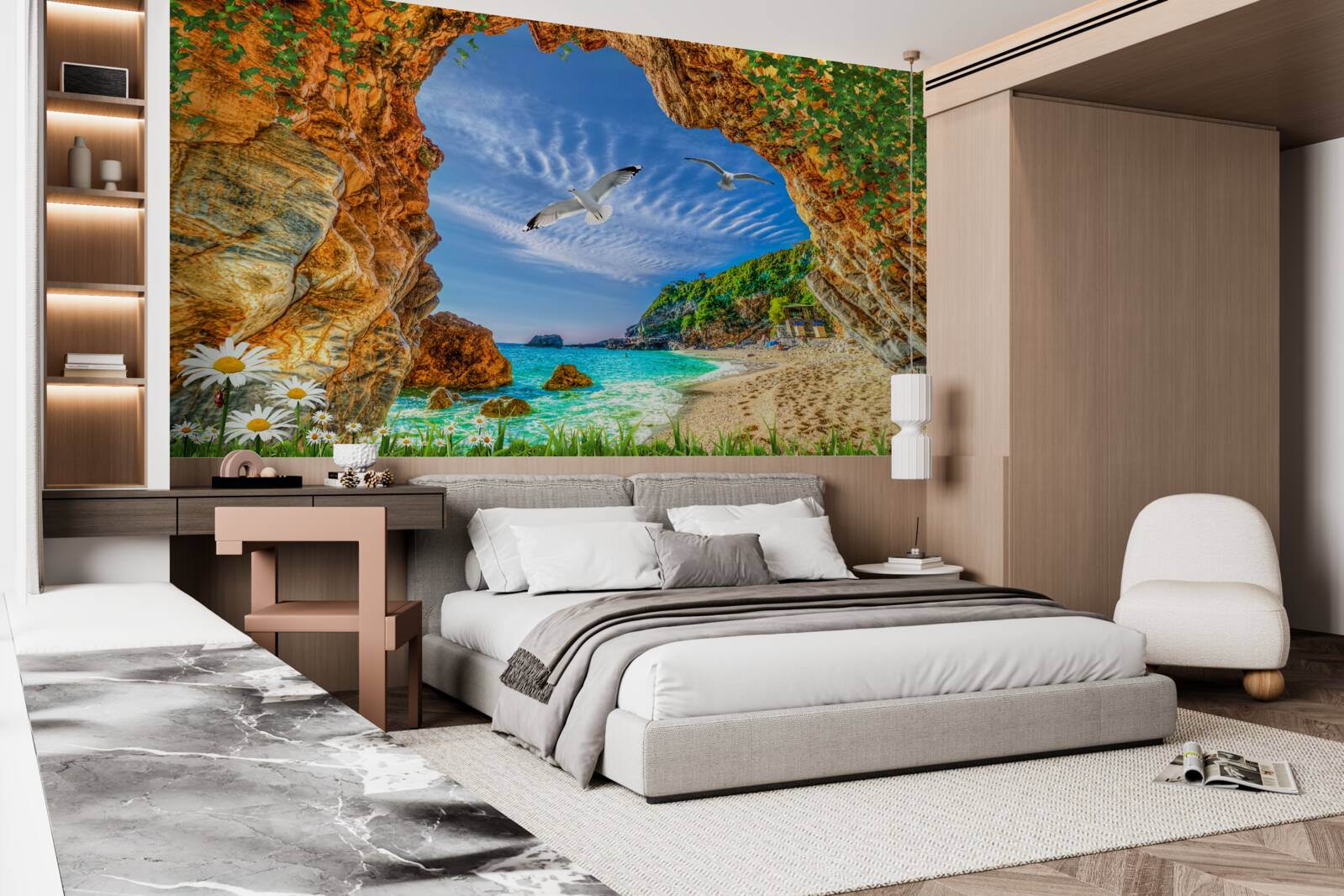 Fototapet O privire la ocean și la zborul șacalilor