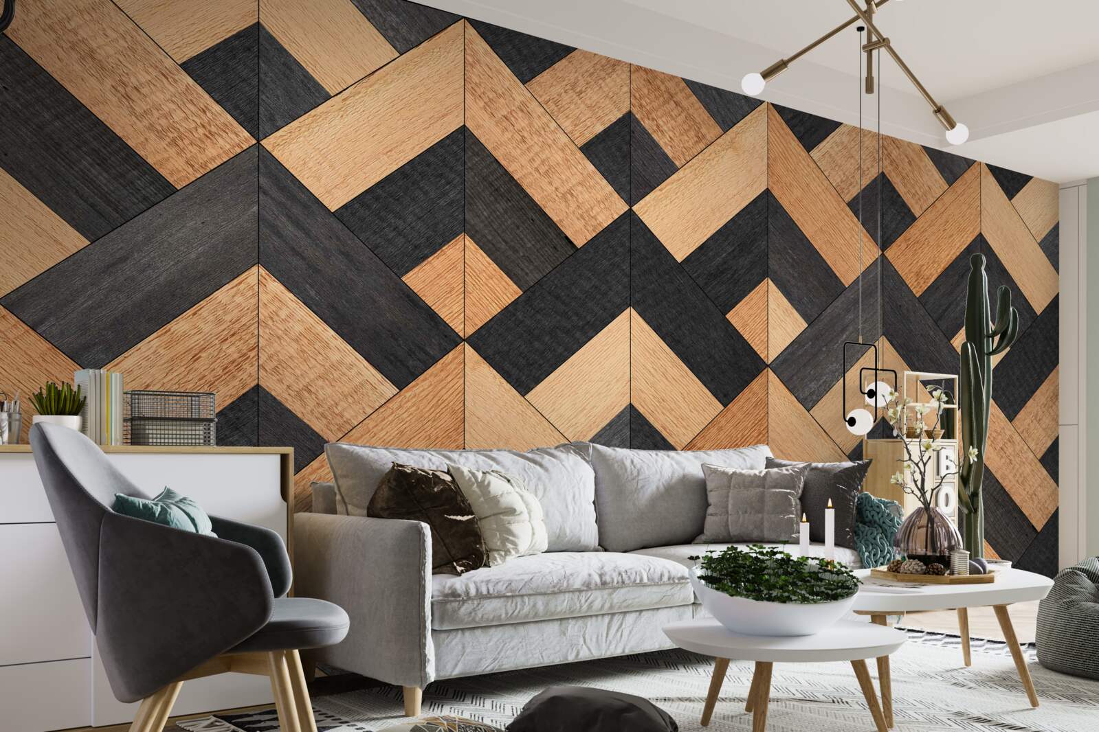 Fototapet împletirea lemnului închis și deschis