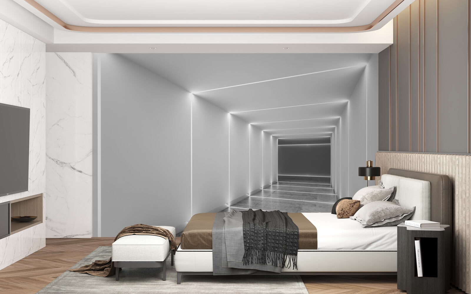 Fototapet pasaj luminat de lumină albă