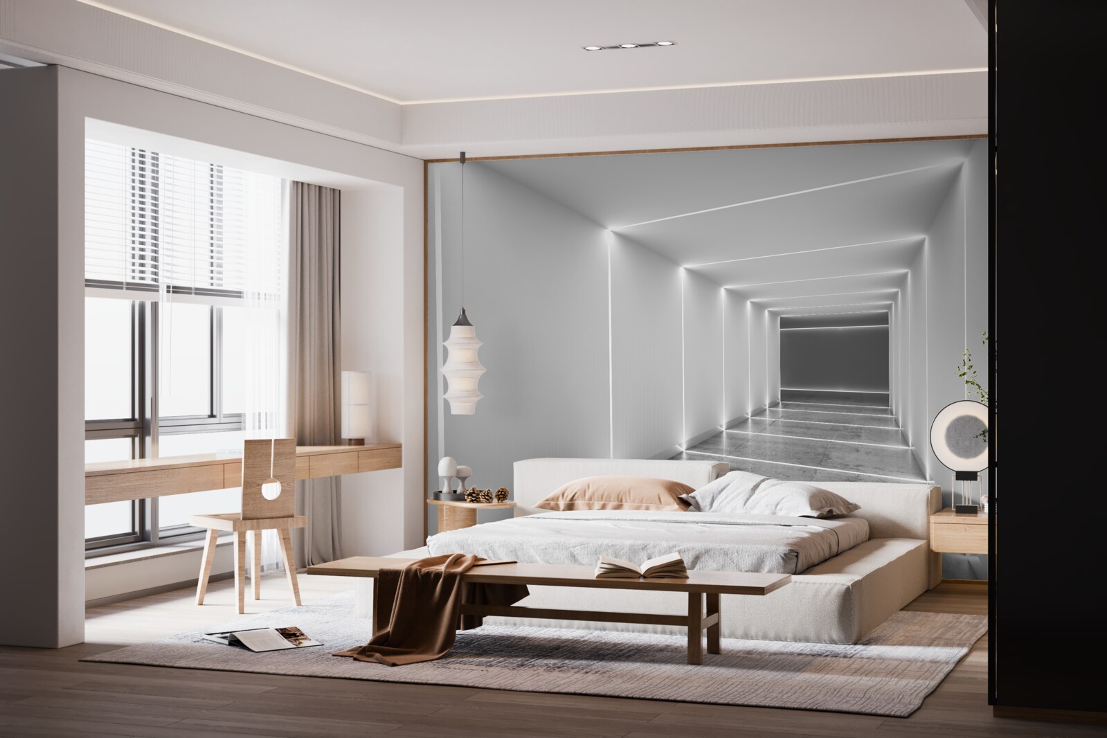 Fototapet pasaj luminat de lumină albă