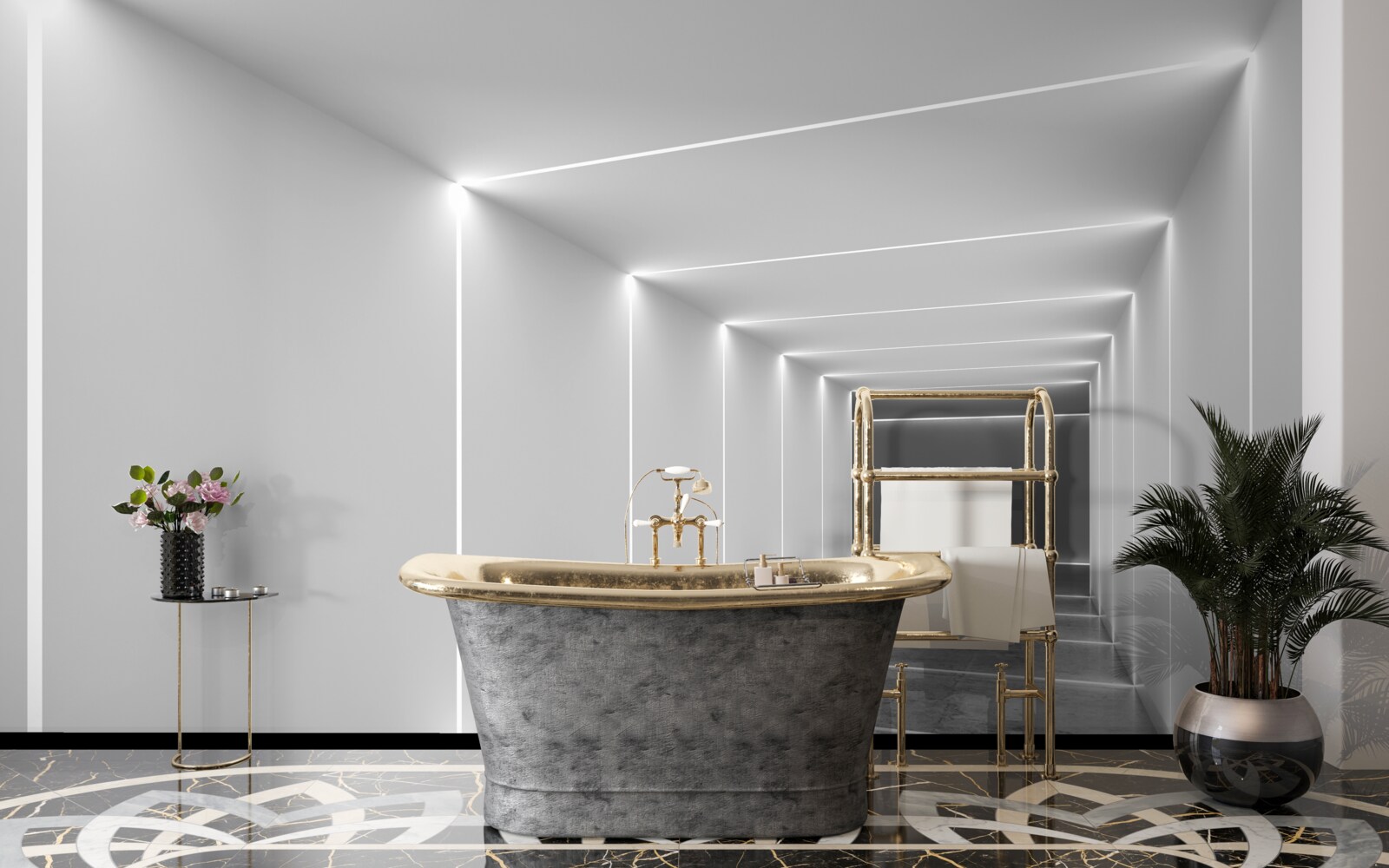 Fototapet pasaj luminat de lumină albă