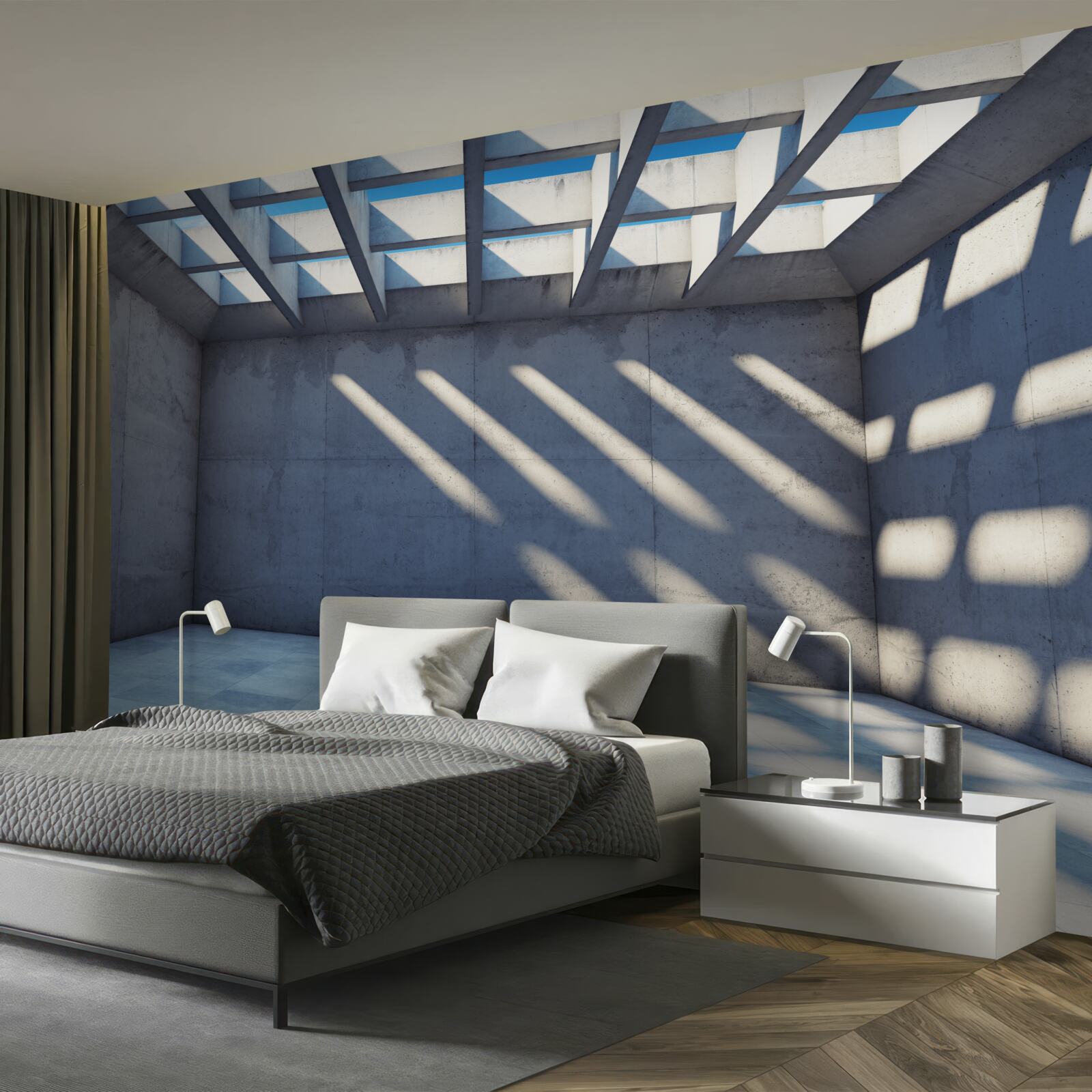 Fototapet tavan grilă cu model pătrat și transparență