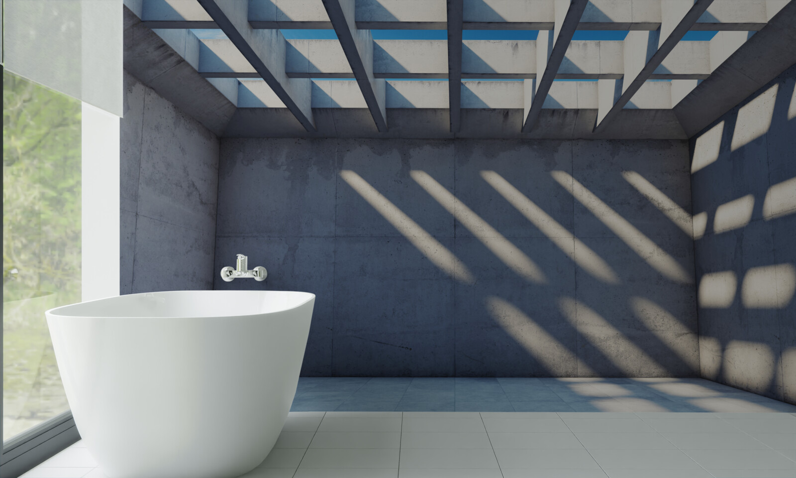 Fototapet tavan grilă cu model pătrat și transparență