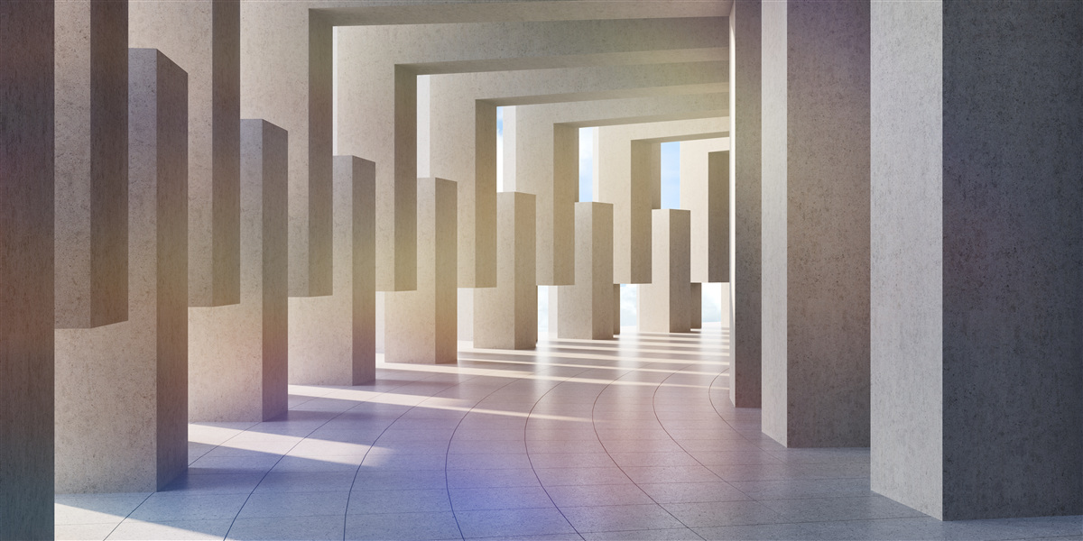 Fototapet un tunel cu arce care se întinde la infinit