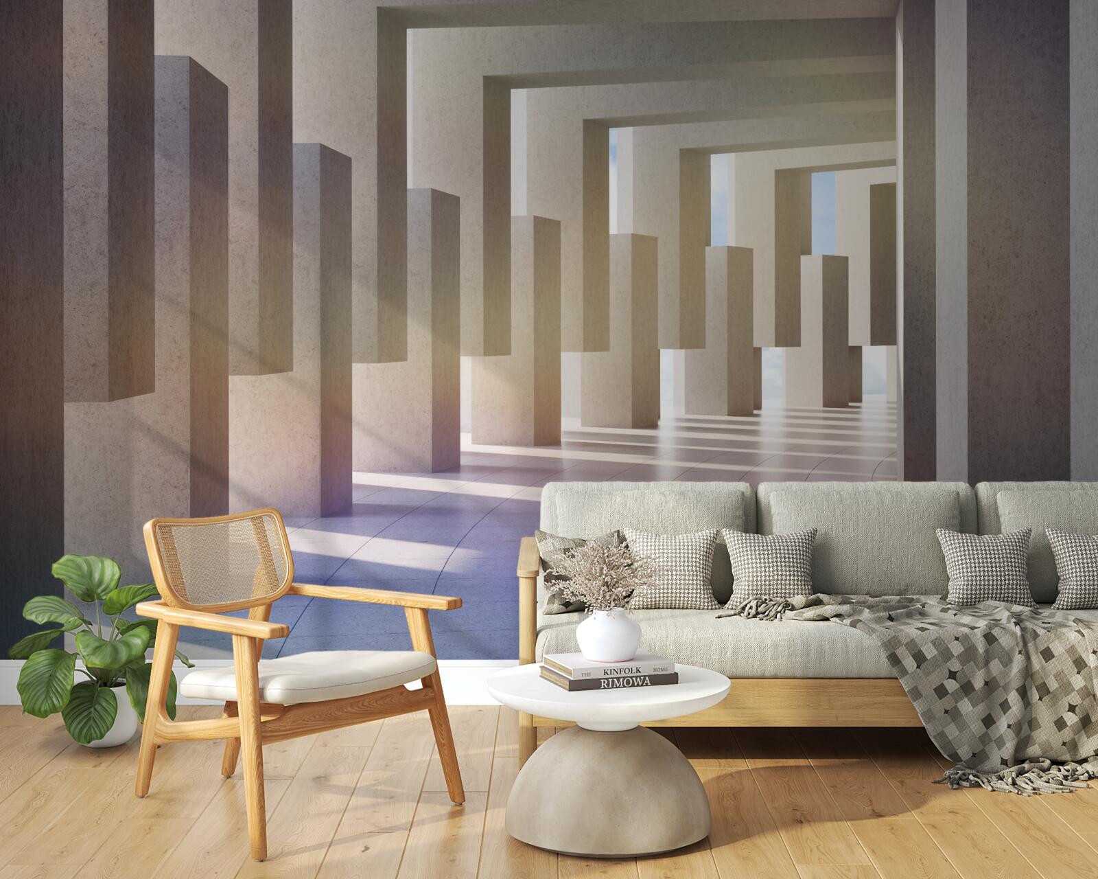 Fototapet un tunel cu arce care se întinde la infinit