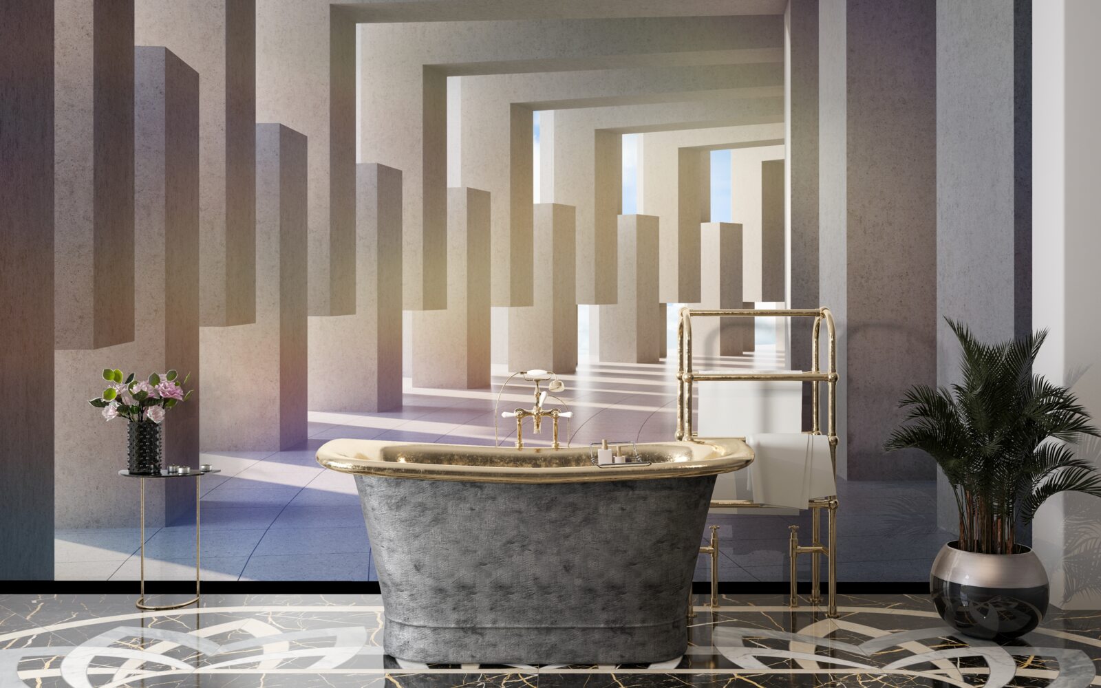 Fototapet un tunel cu arce care se întinde la infinit