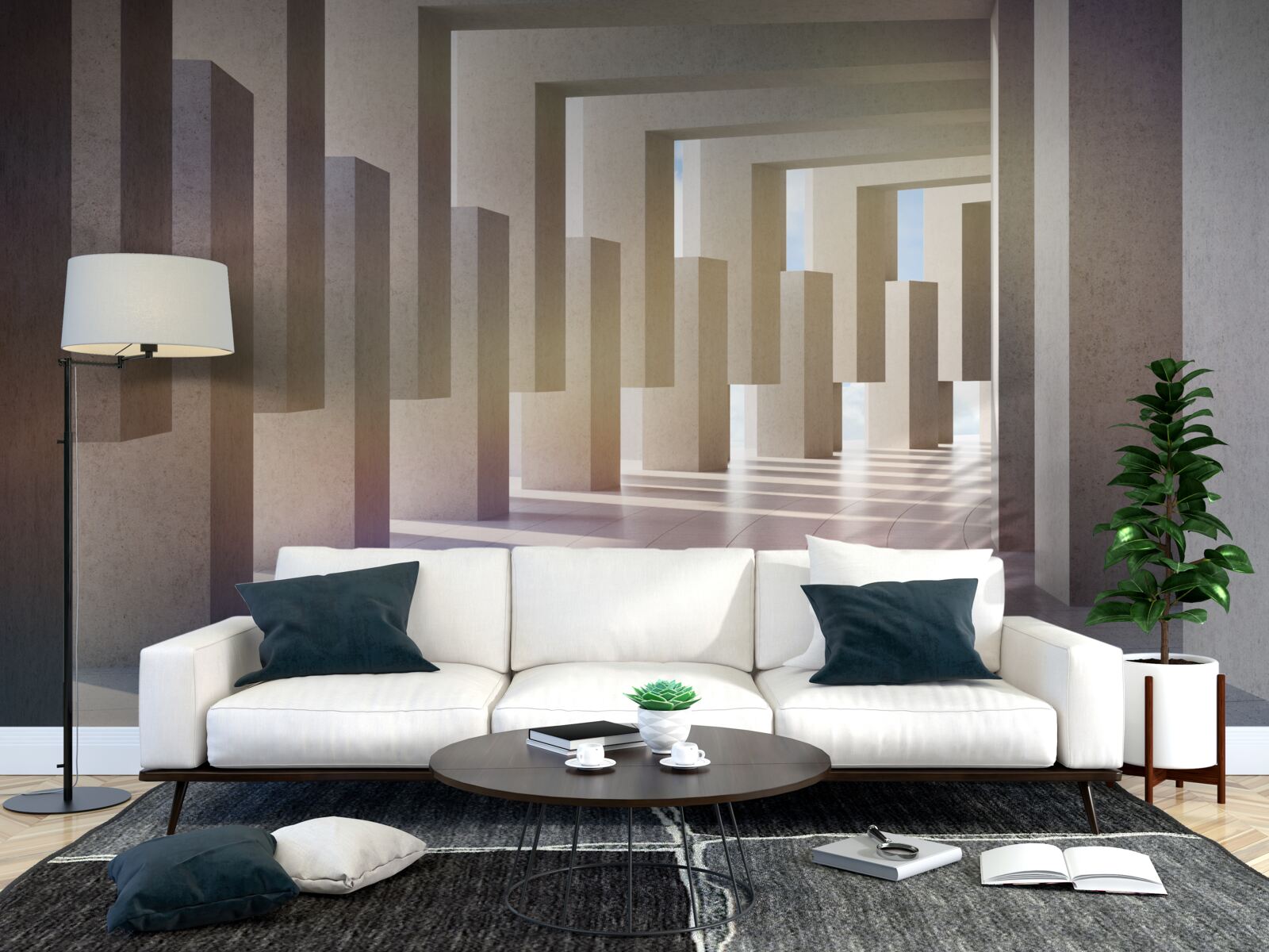 Fototapet un tunel cu arce care se întinde la infinit