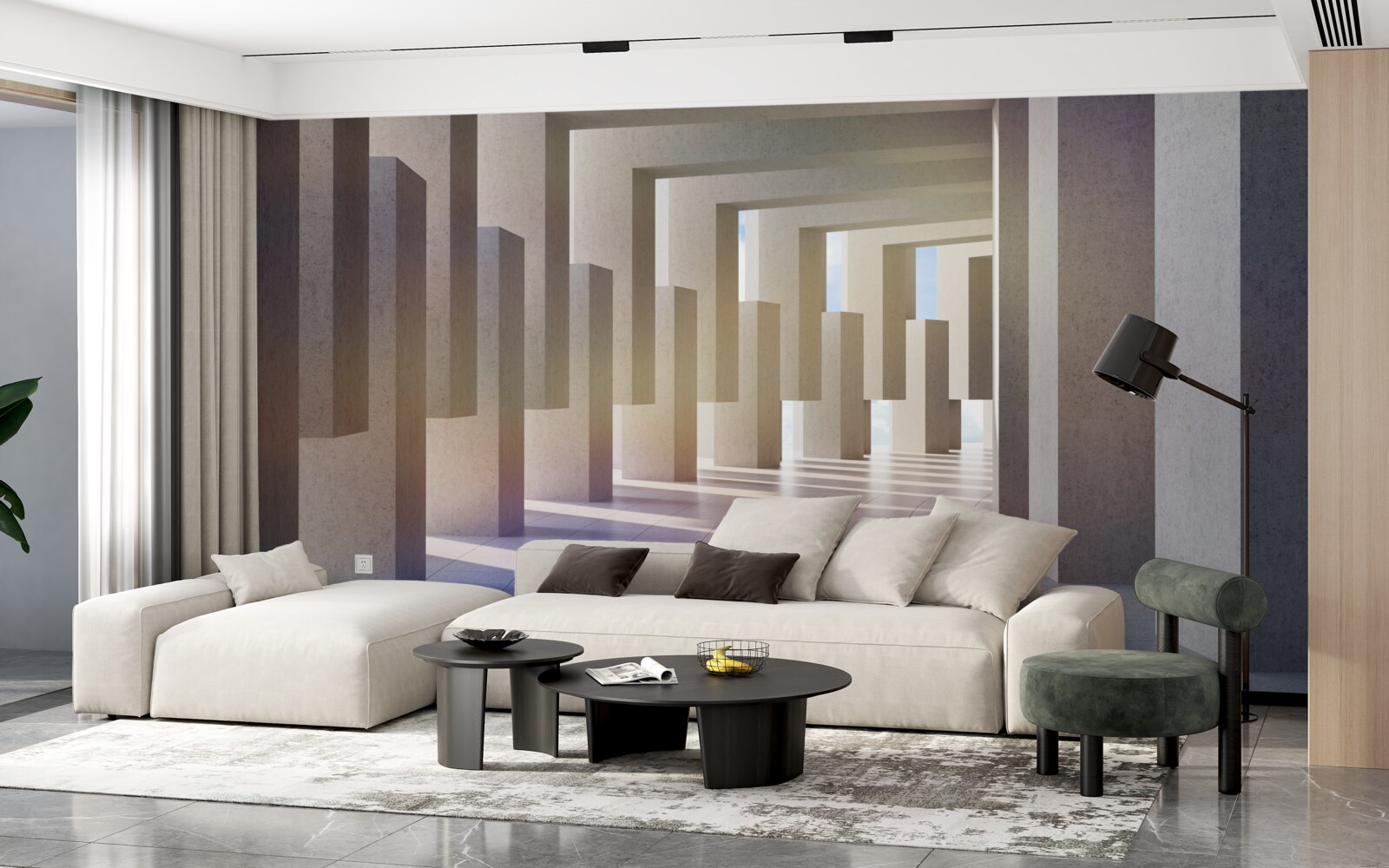 Fototapet un tunel cu arce care se întinde la infinit