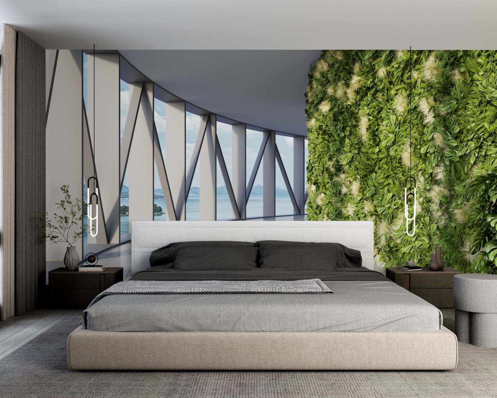 Fototapet coridor rotativ verde deschis