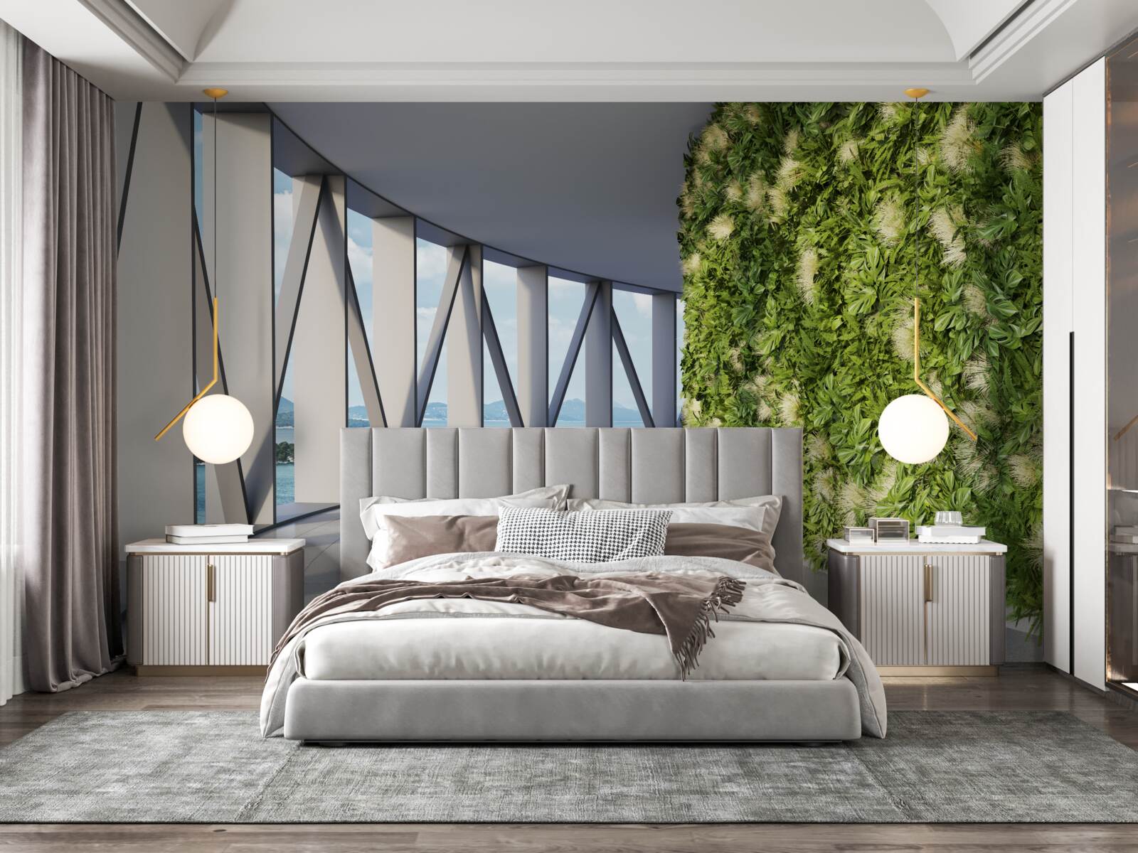 Fototapet coridor rotativ verde deschis