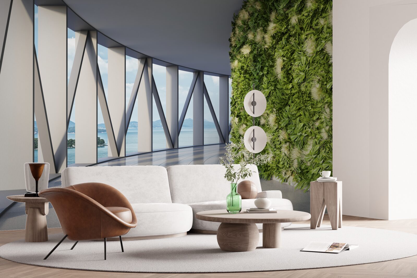 Fototapet coridor rotativ verde deschis