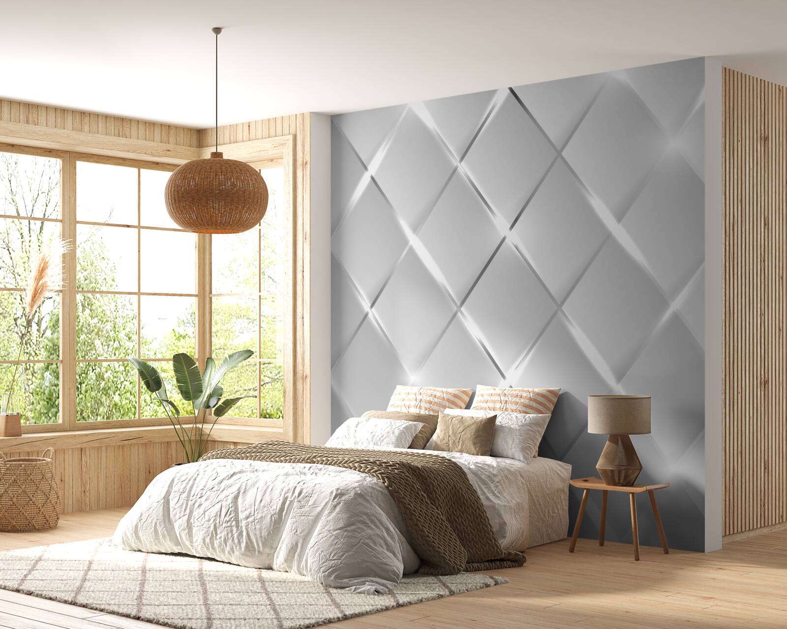 Fototapet model în formă de diamant cu contururi argintii