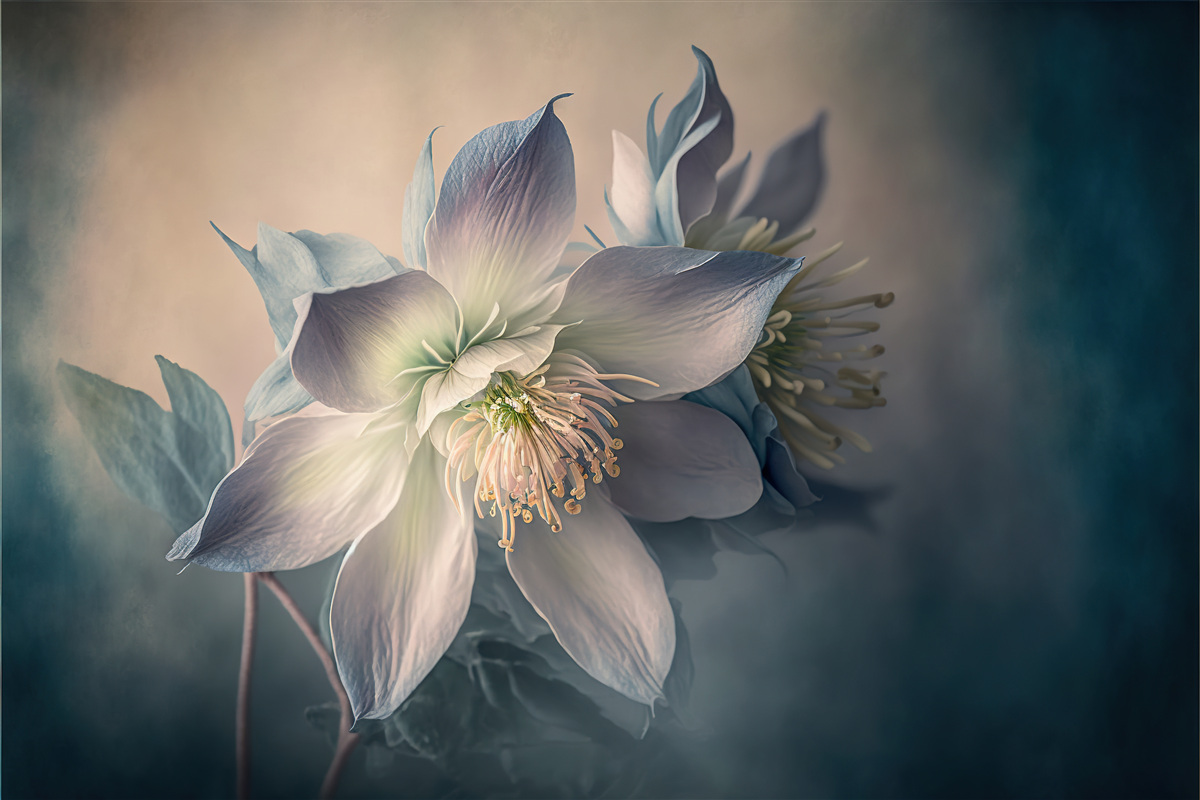 Fototapet mugur moale în nuanțe de alb și albastru