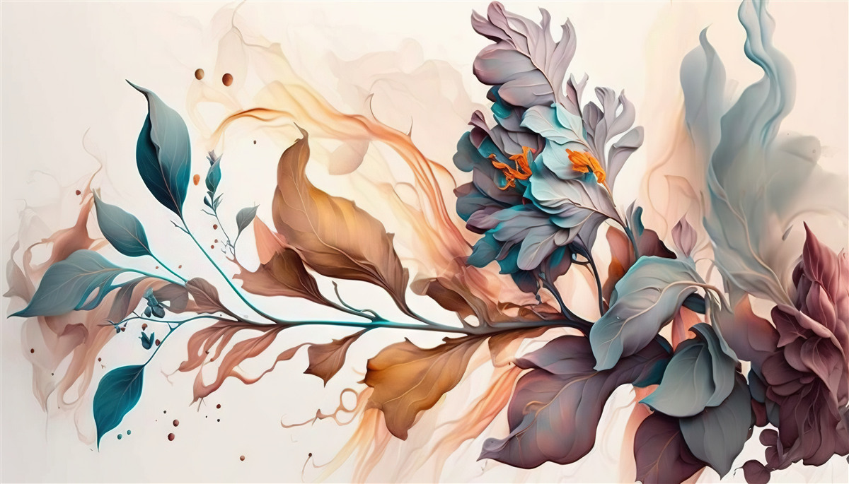 Fototapet ramură de toamnă colorată cu frunze