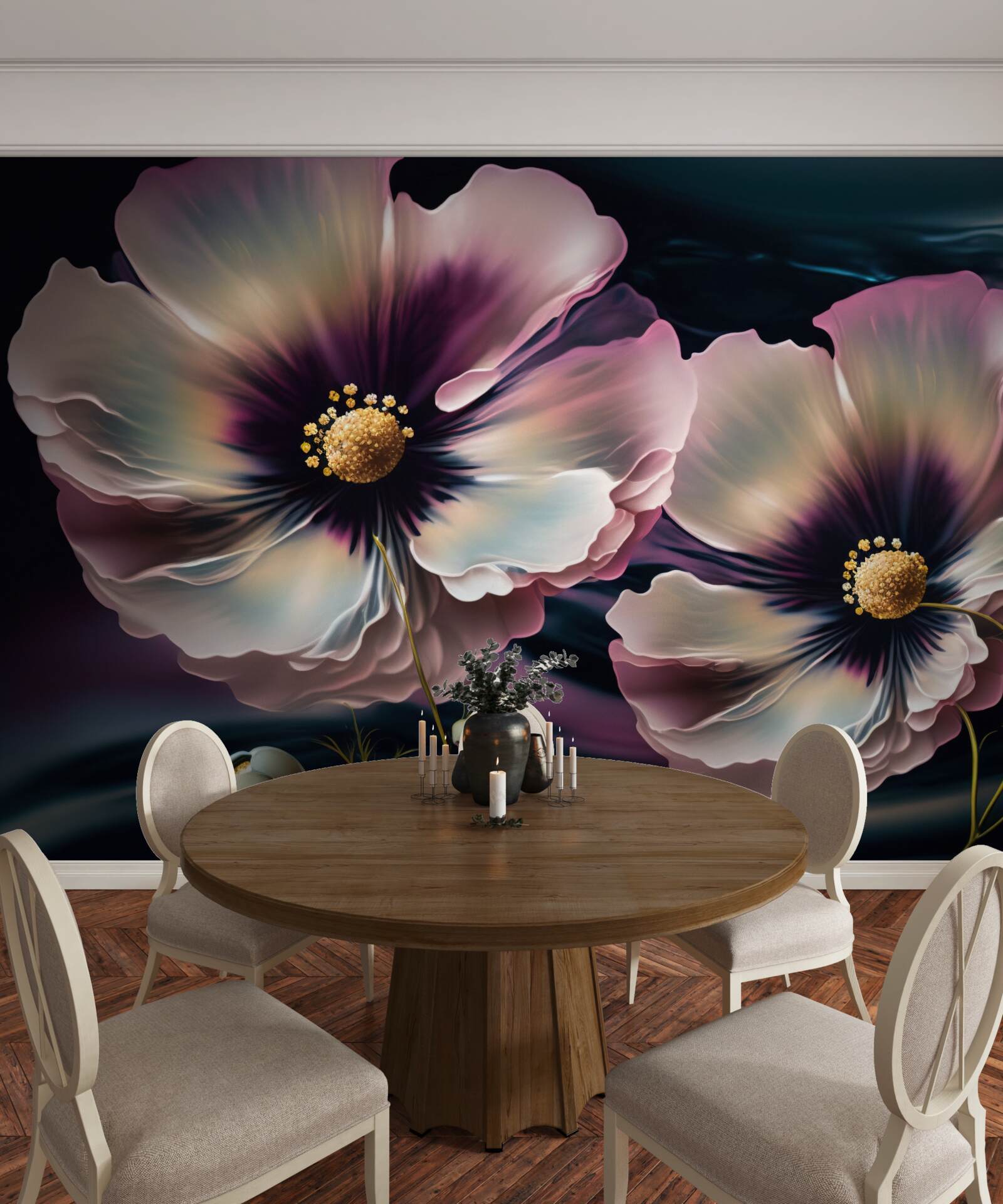 Fototapet vântul mișcă maci albi ca zăpada și magnifici