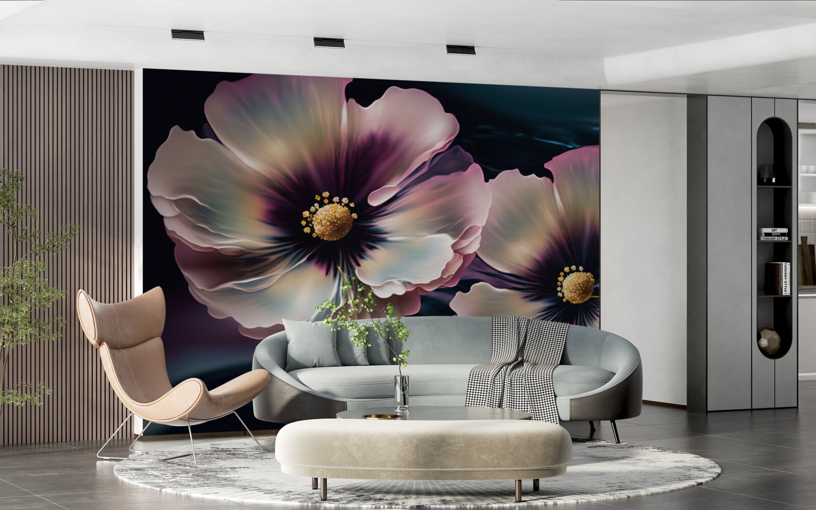 Fototapet vântul mișcă maci albi ca zăpada și magnifici