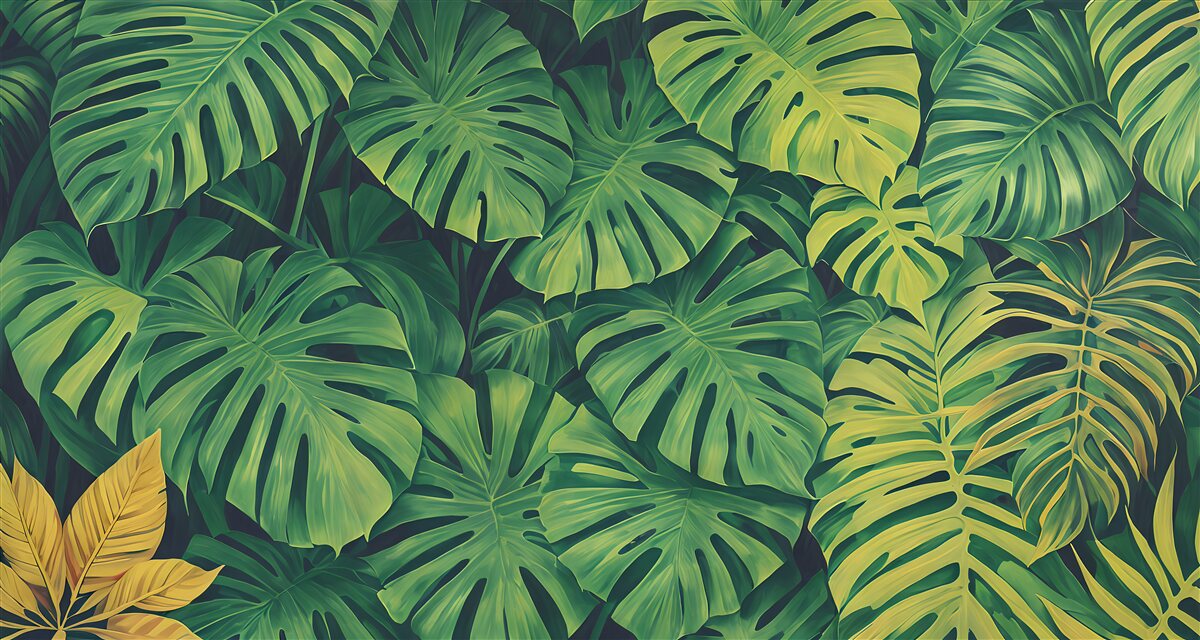 Fototapet monstera au frunze tropicale luxuriante