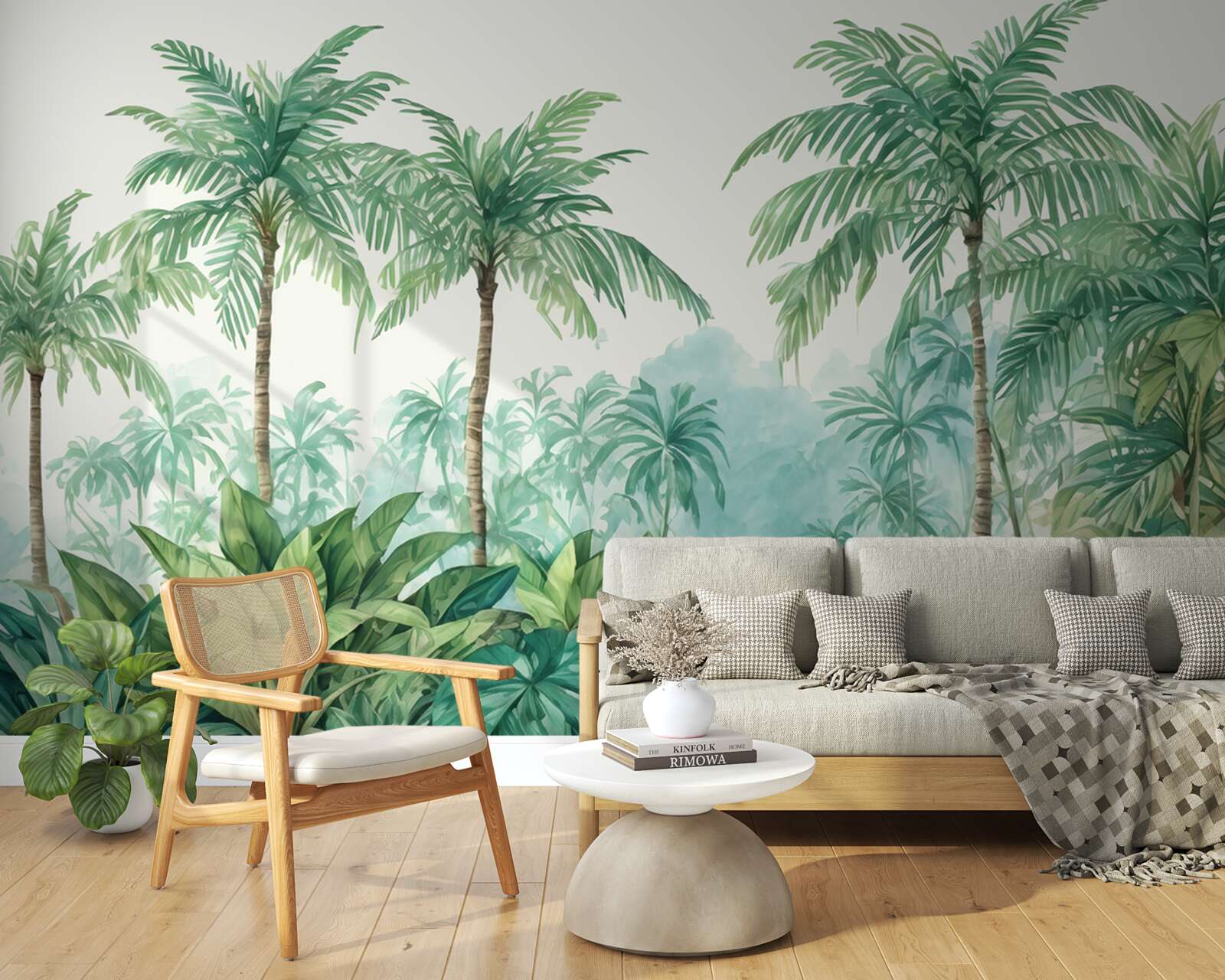 Fototapet palmieri tropicali în ploaie